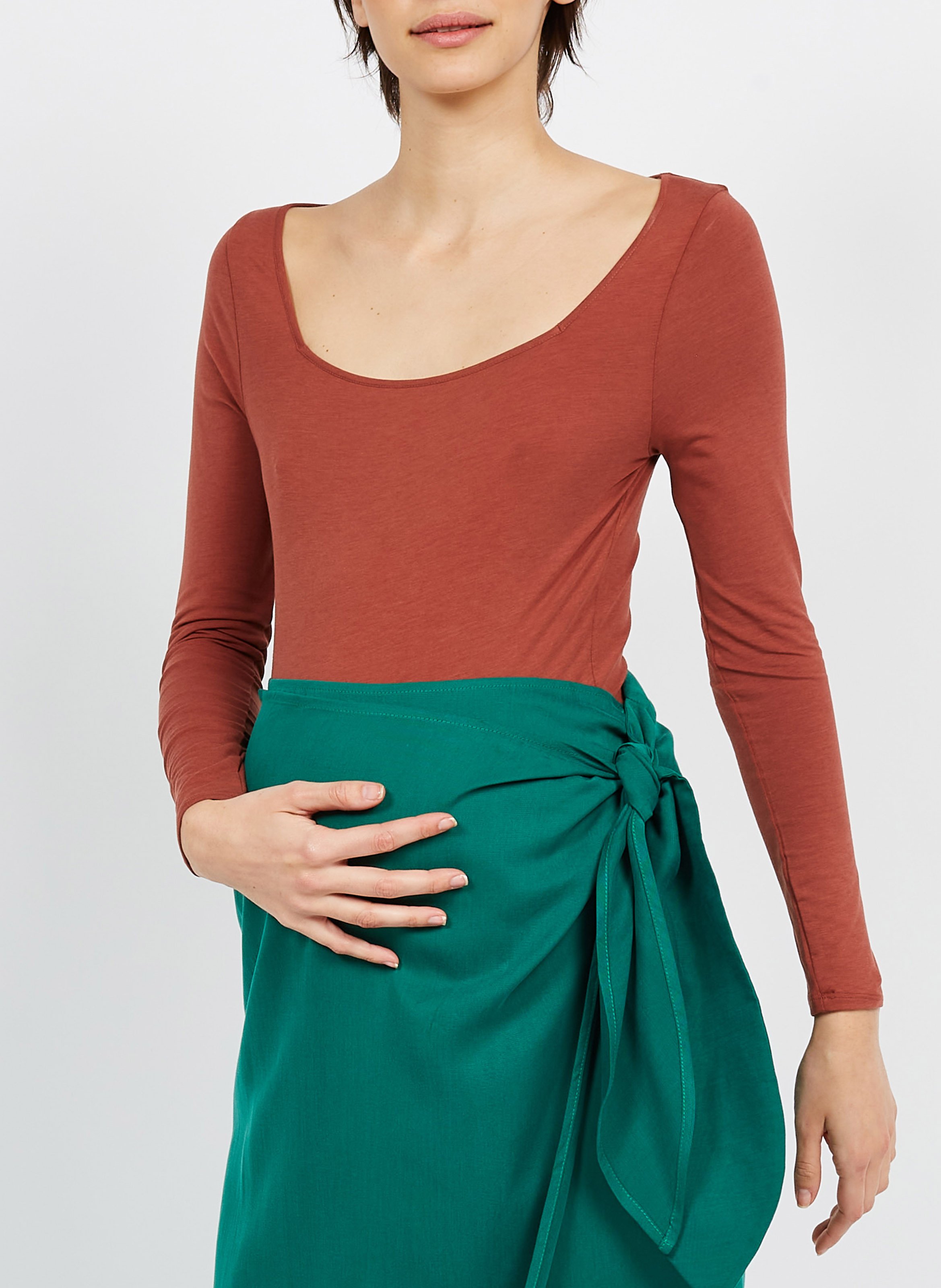 Body col carré NAISSANCE PUBLIQUE Marron