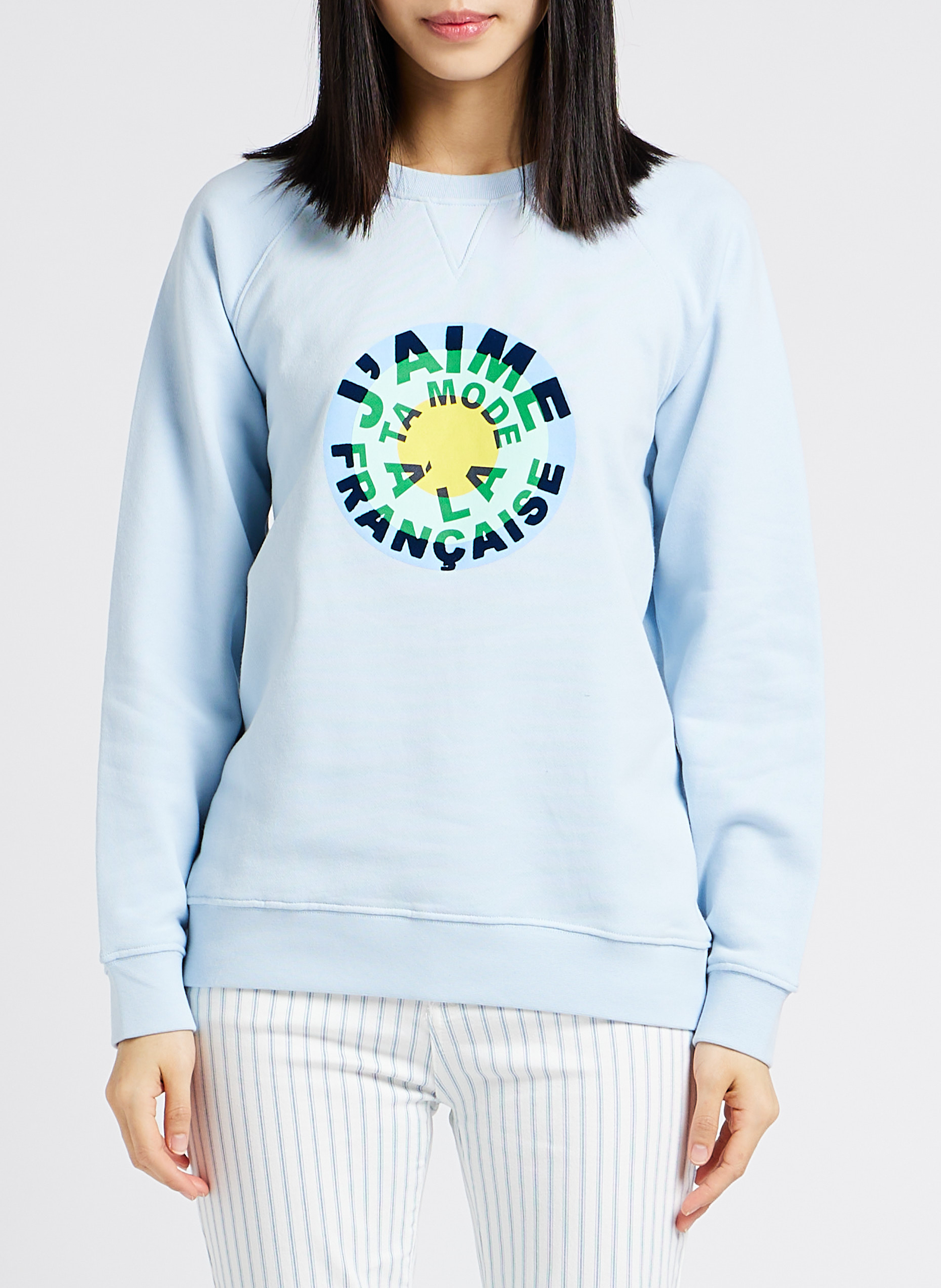 Katoenen sweater met ronde hals en zeefdruk LA PETITE FRANCAISE Blauw