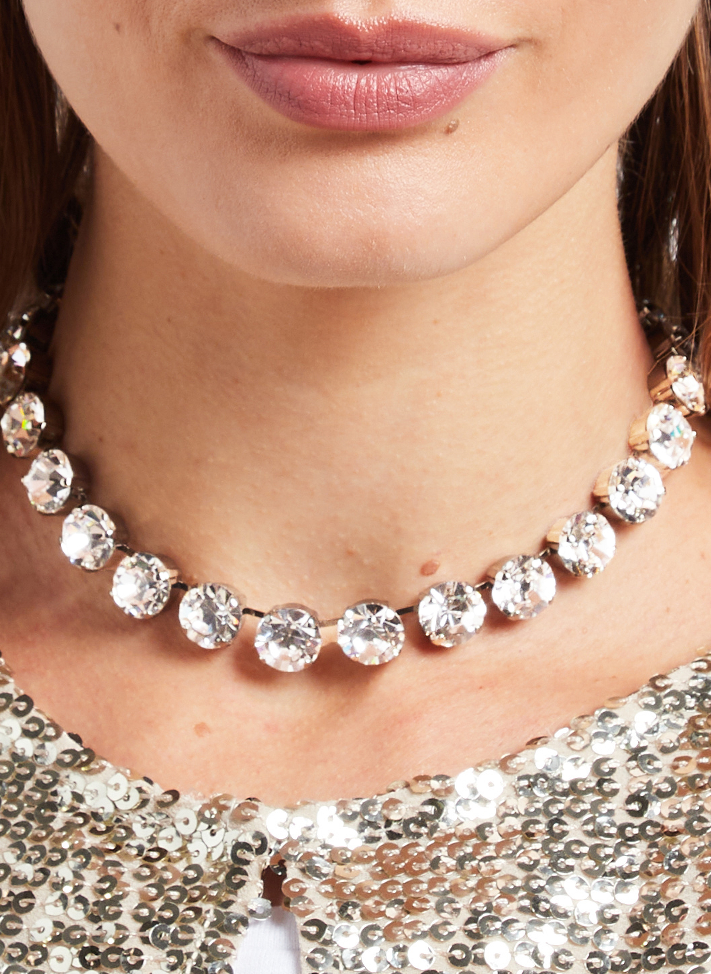 Collier ras de cou cristaux  HELENE ZUBELDIA Blanc