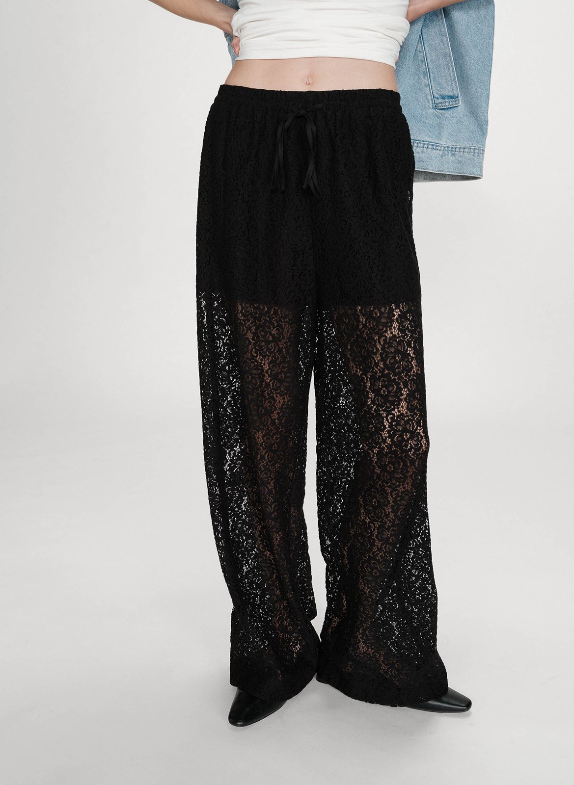 Wide-leg lace pants GRACE ET MILA Black