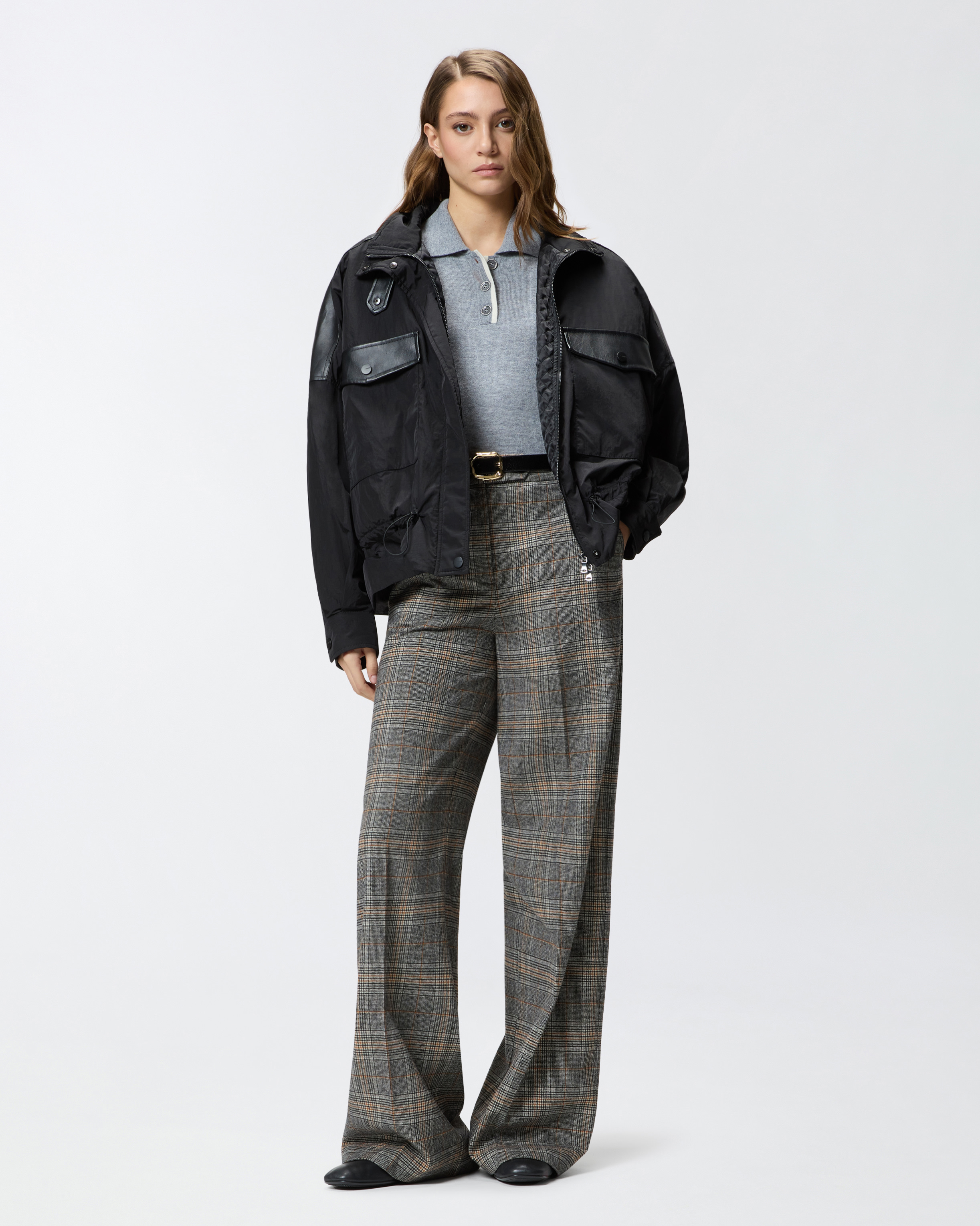 Checked straight-leg pants PINKO Multicolored
