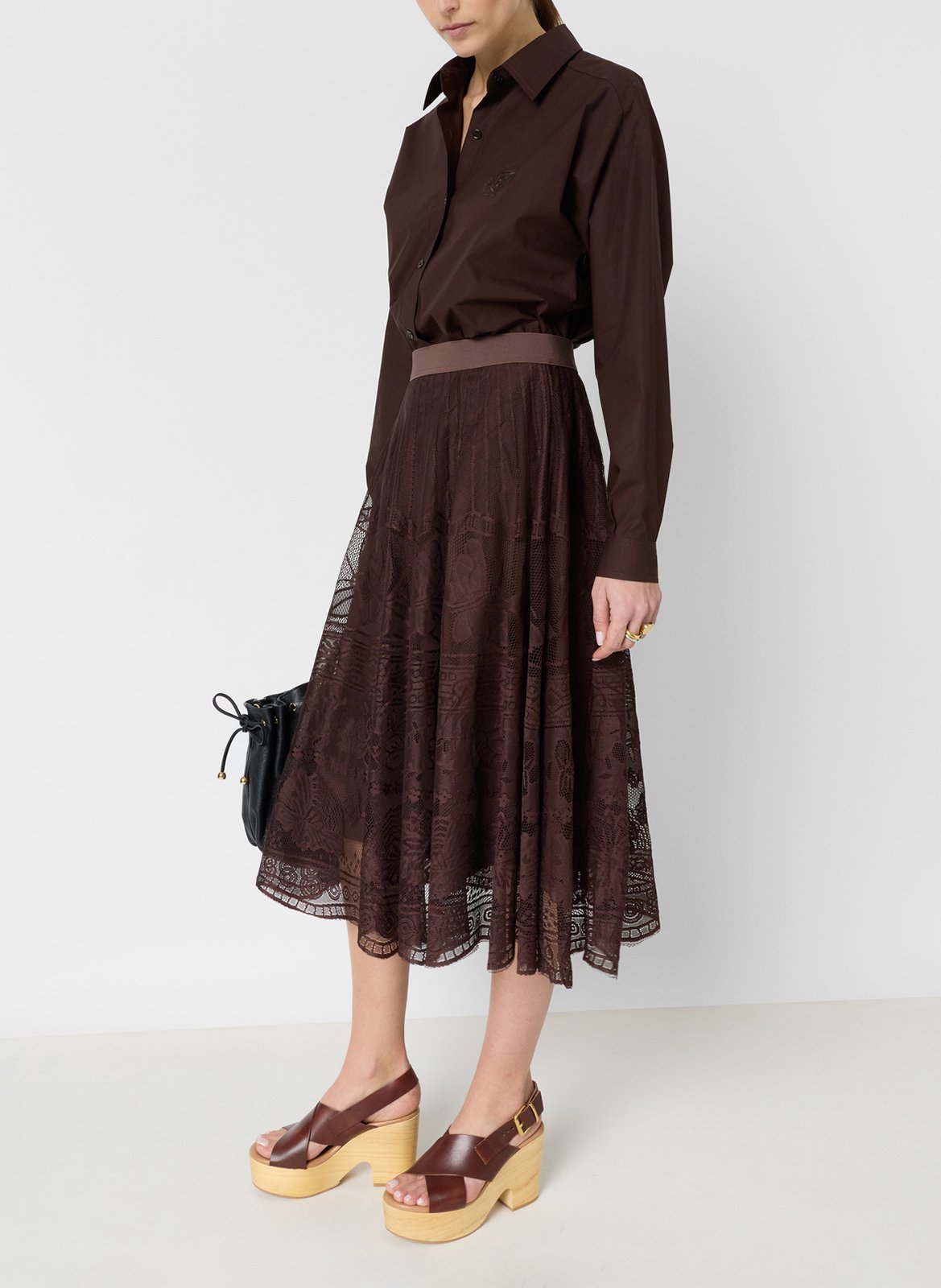 Ausgestellter Midirock aus Spitze GERARD DAREL Braun