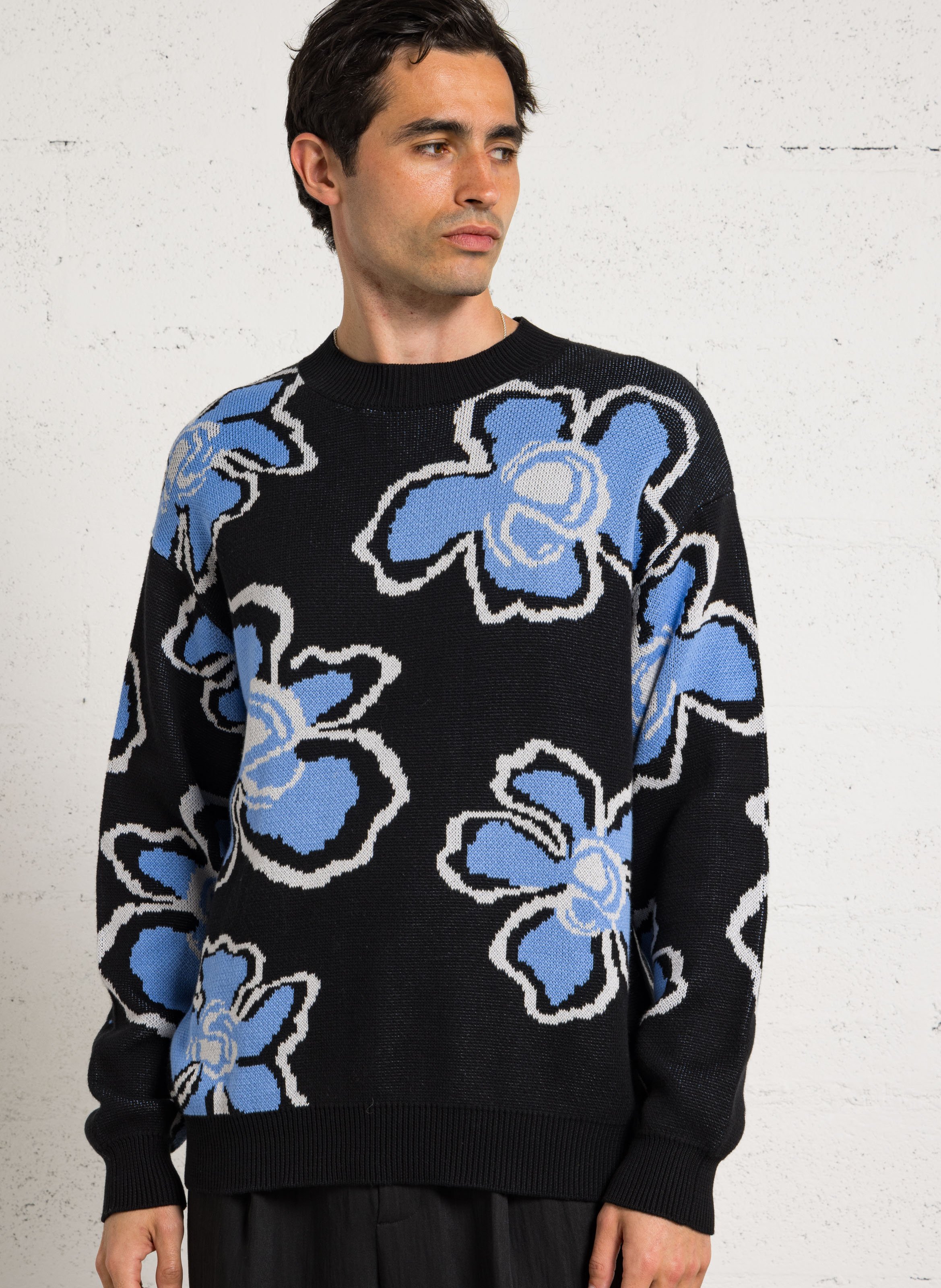 Colour block cotton sweater SOLID Black