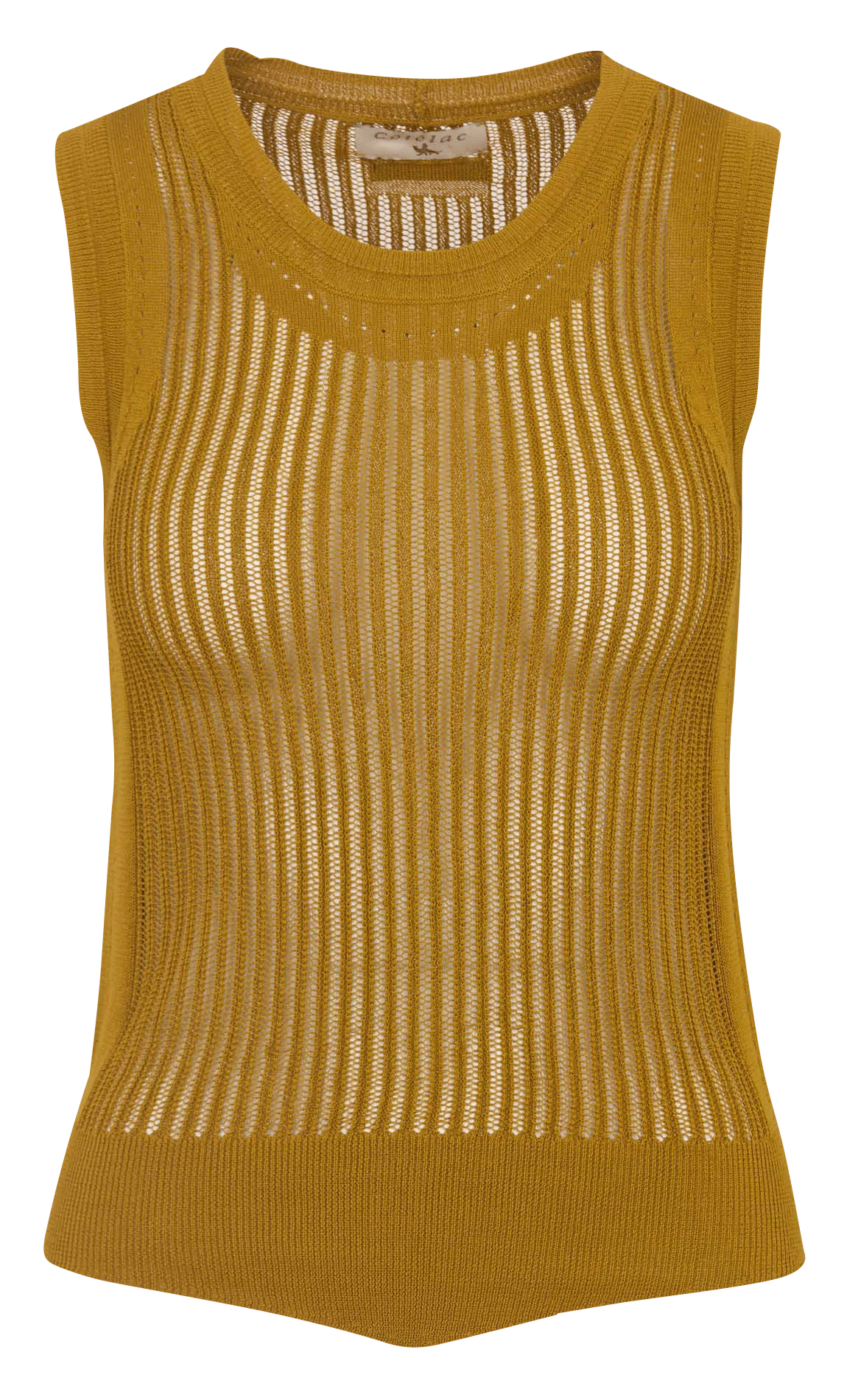 Straight cotton-blend round-neck tank top COTELAC Yellow