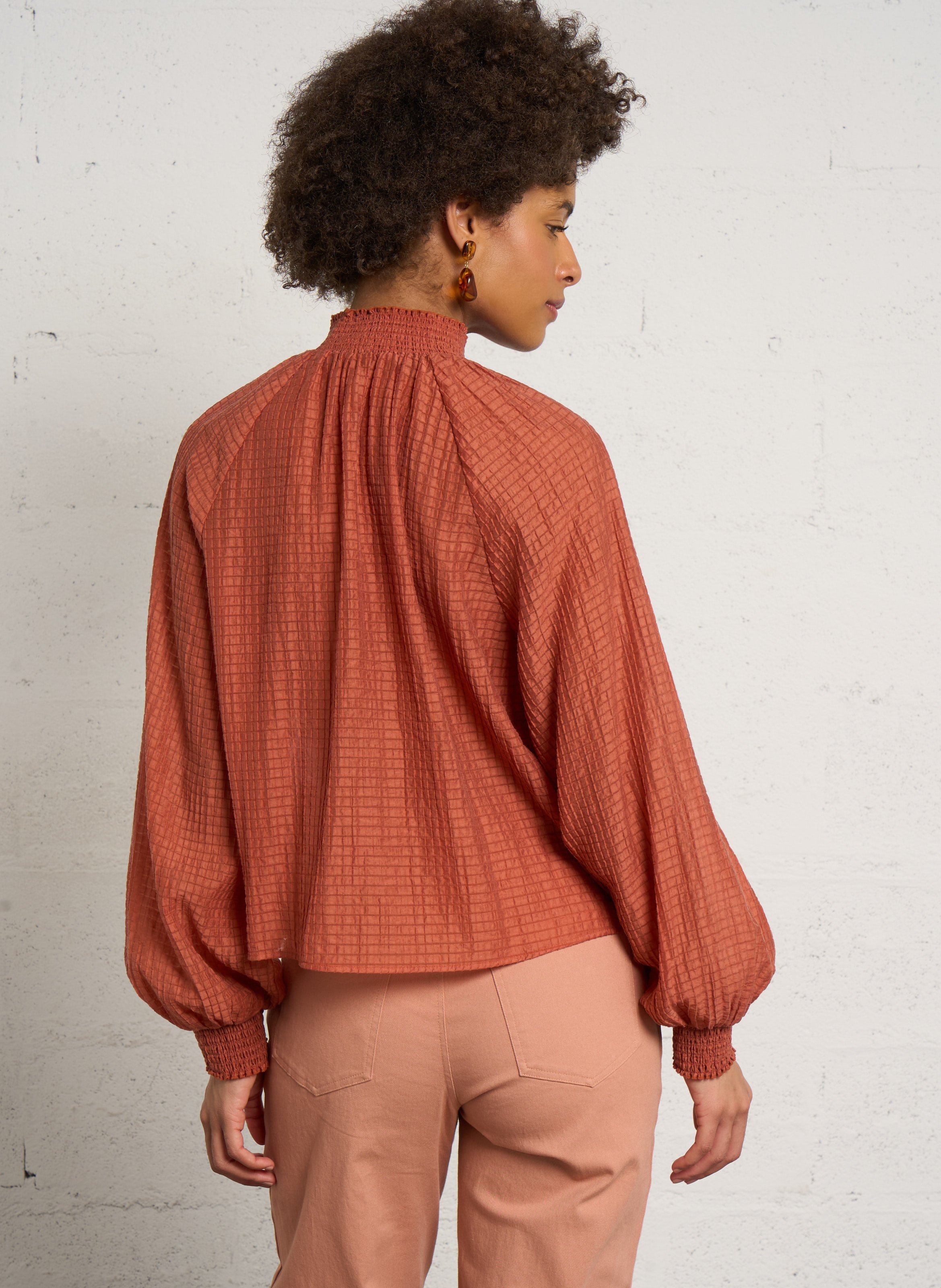 Langarm-Top mit elastischem Kragen PETITE MENDIGOTE Beige