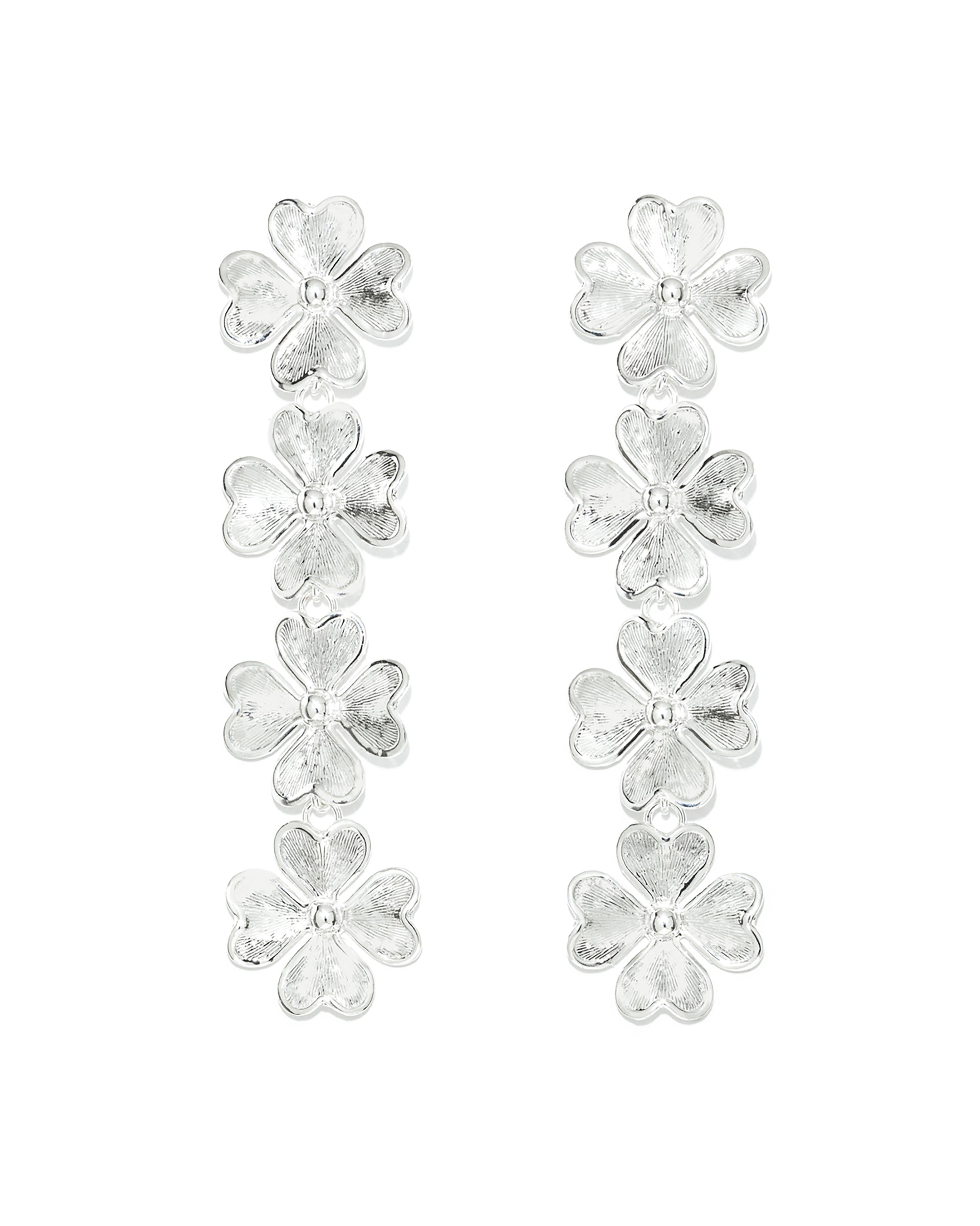 Dangling clover gold-plated stud earrings MONSIEUR SIMONE Silver