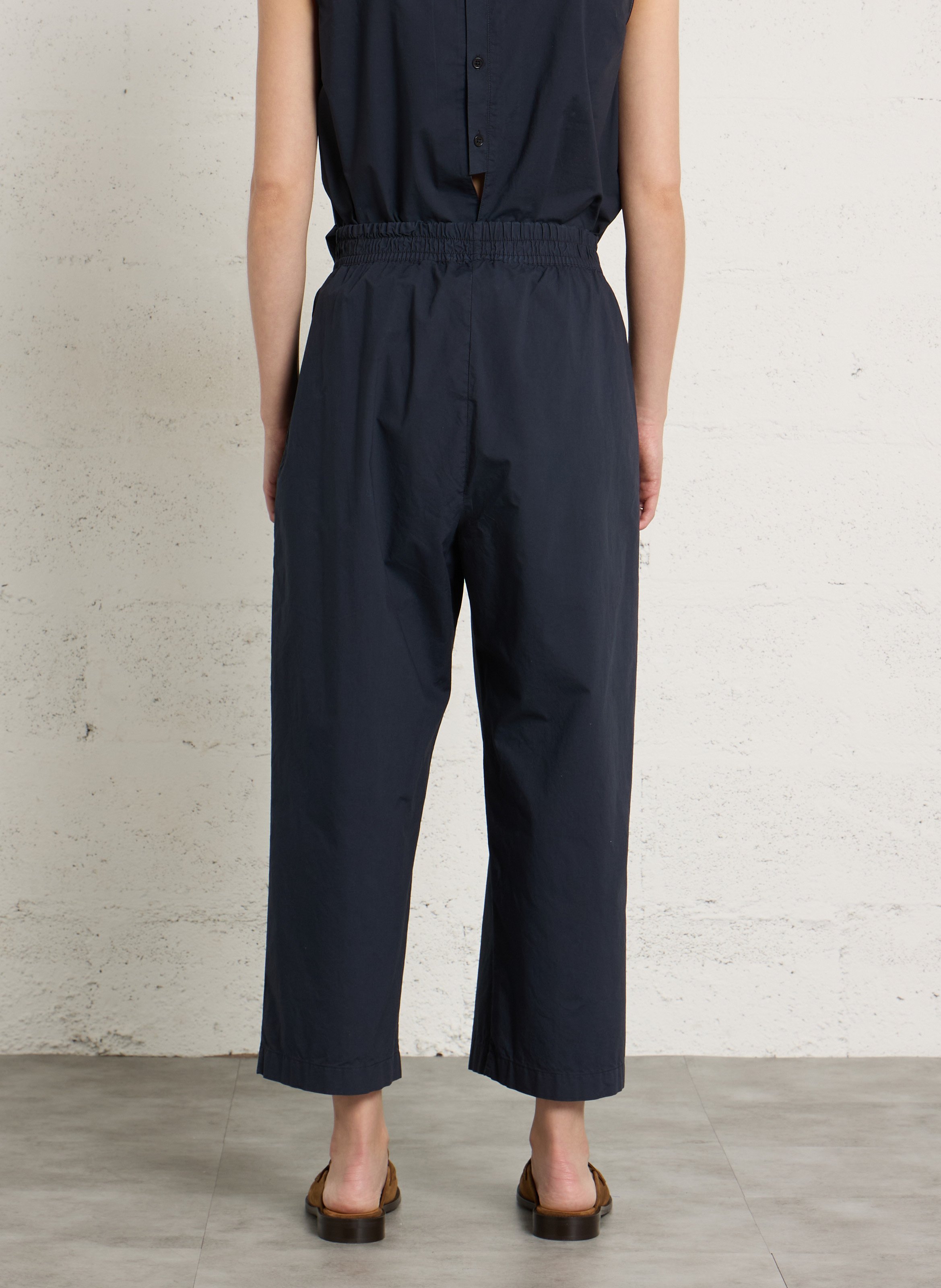 Pantalon large taille haute en coton bio RUE DE TOKYO Bleu