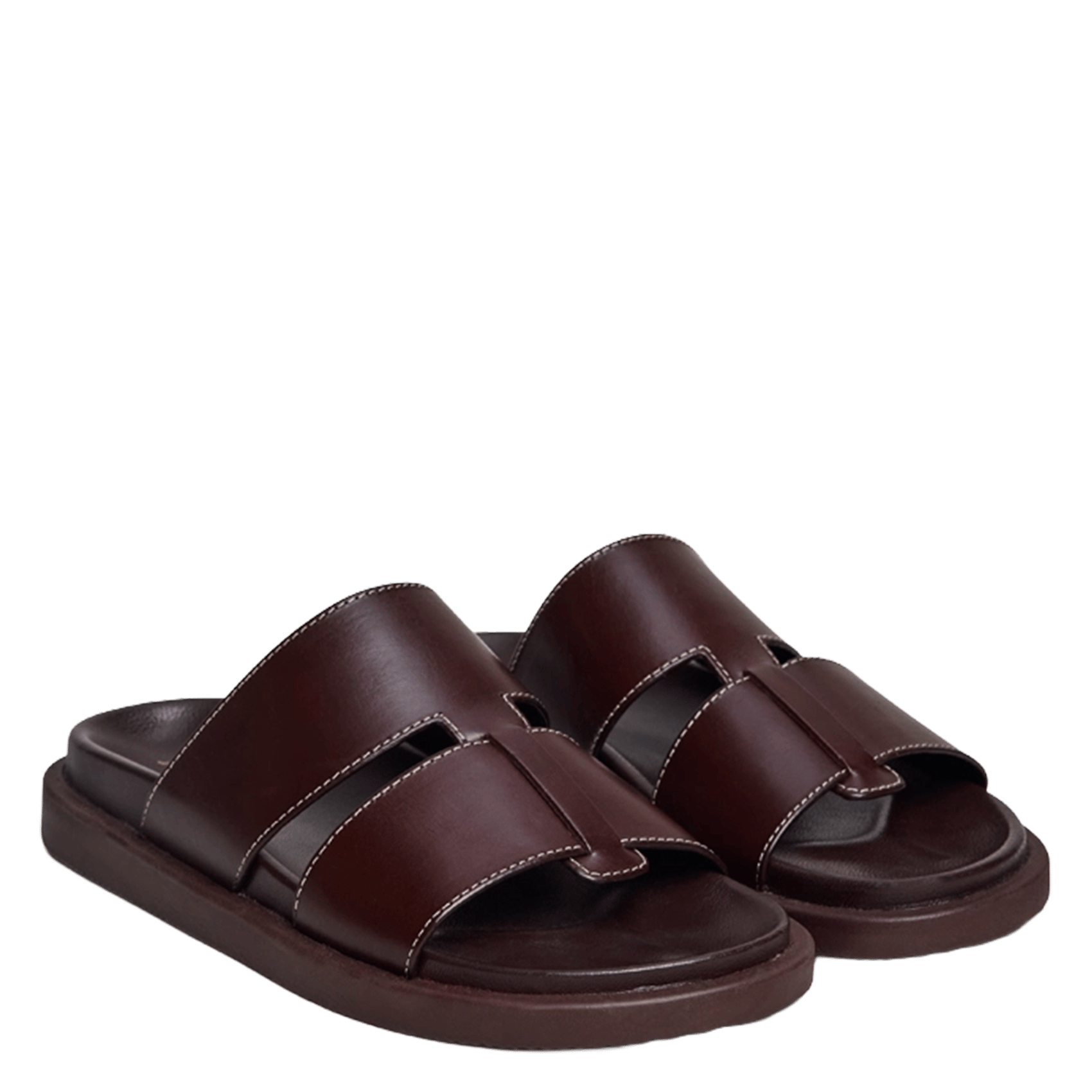 Mules compensées en cuir JONAK Marron