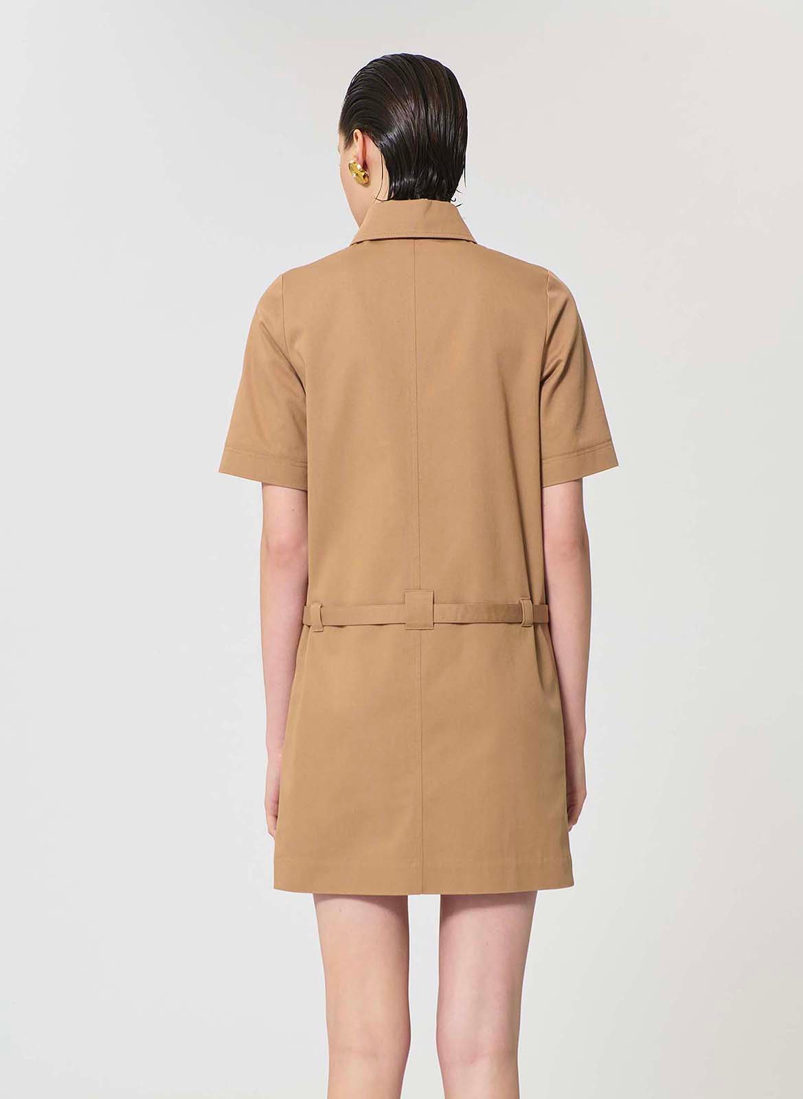 Robe courte col classique en coton TARA JARMON Marron