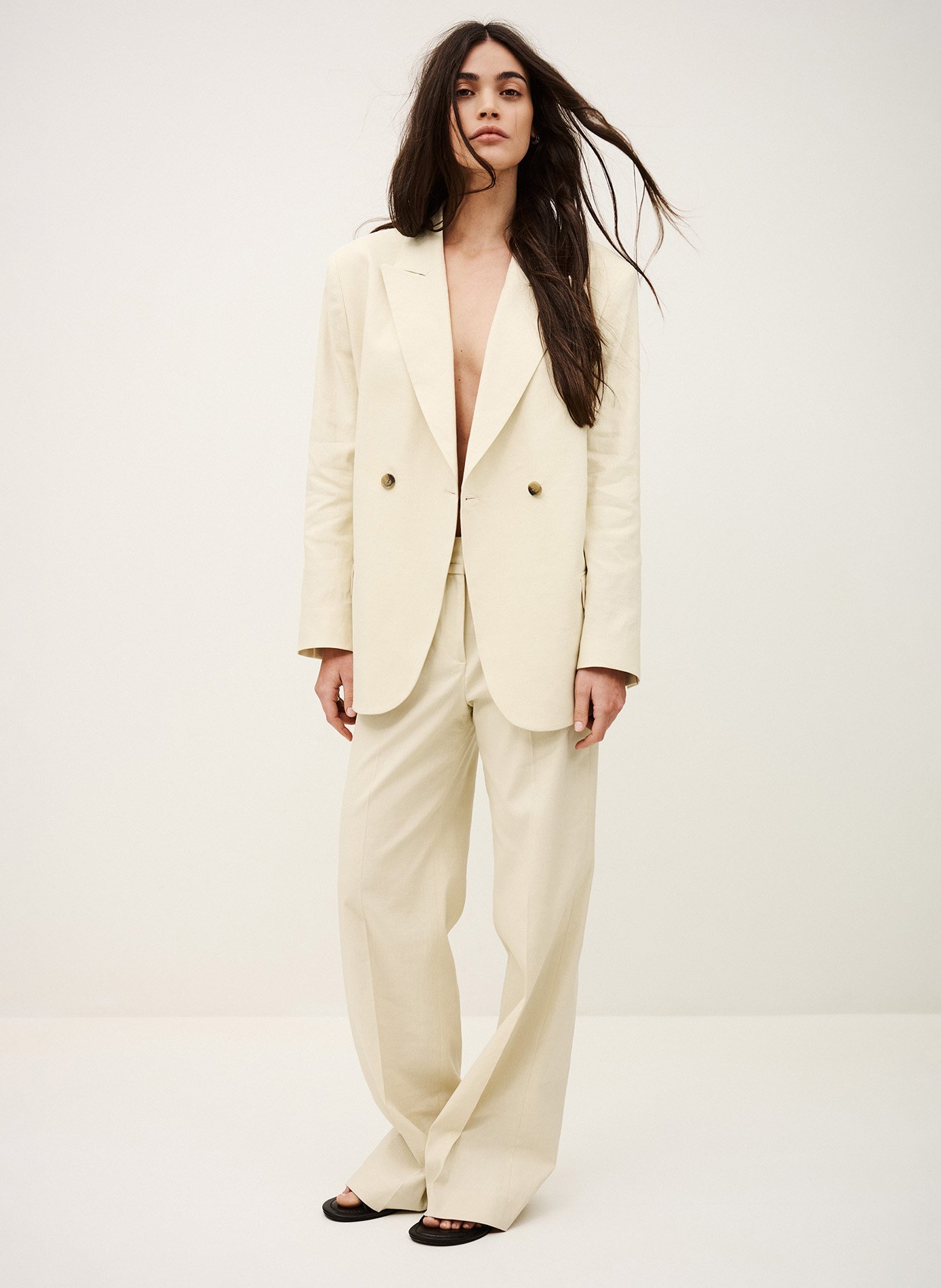 Wijde broek - linnenblend BA&SH Beige