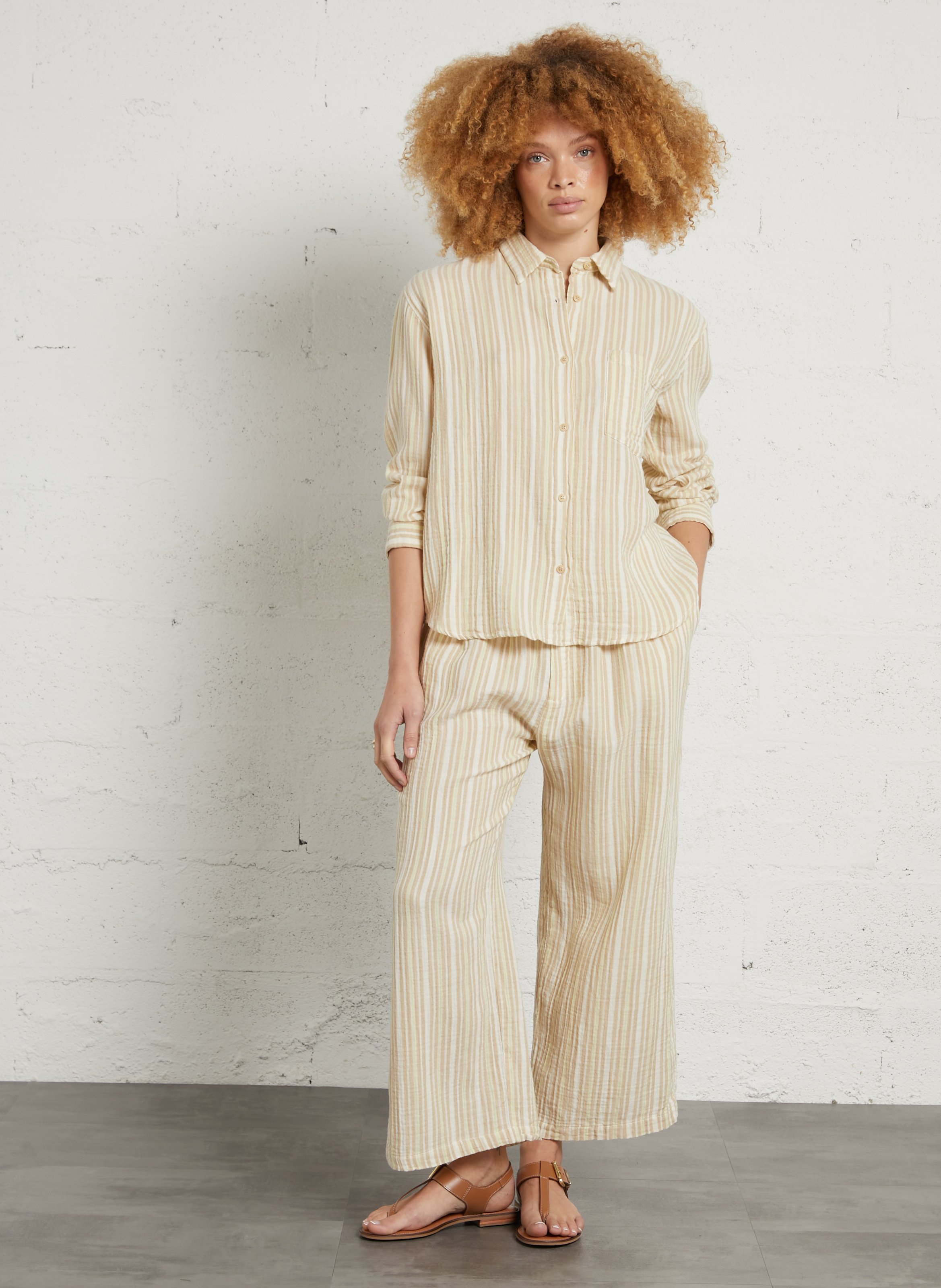 Rechte broek met strepen  MASSCOB Beige