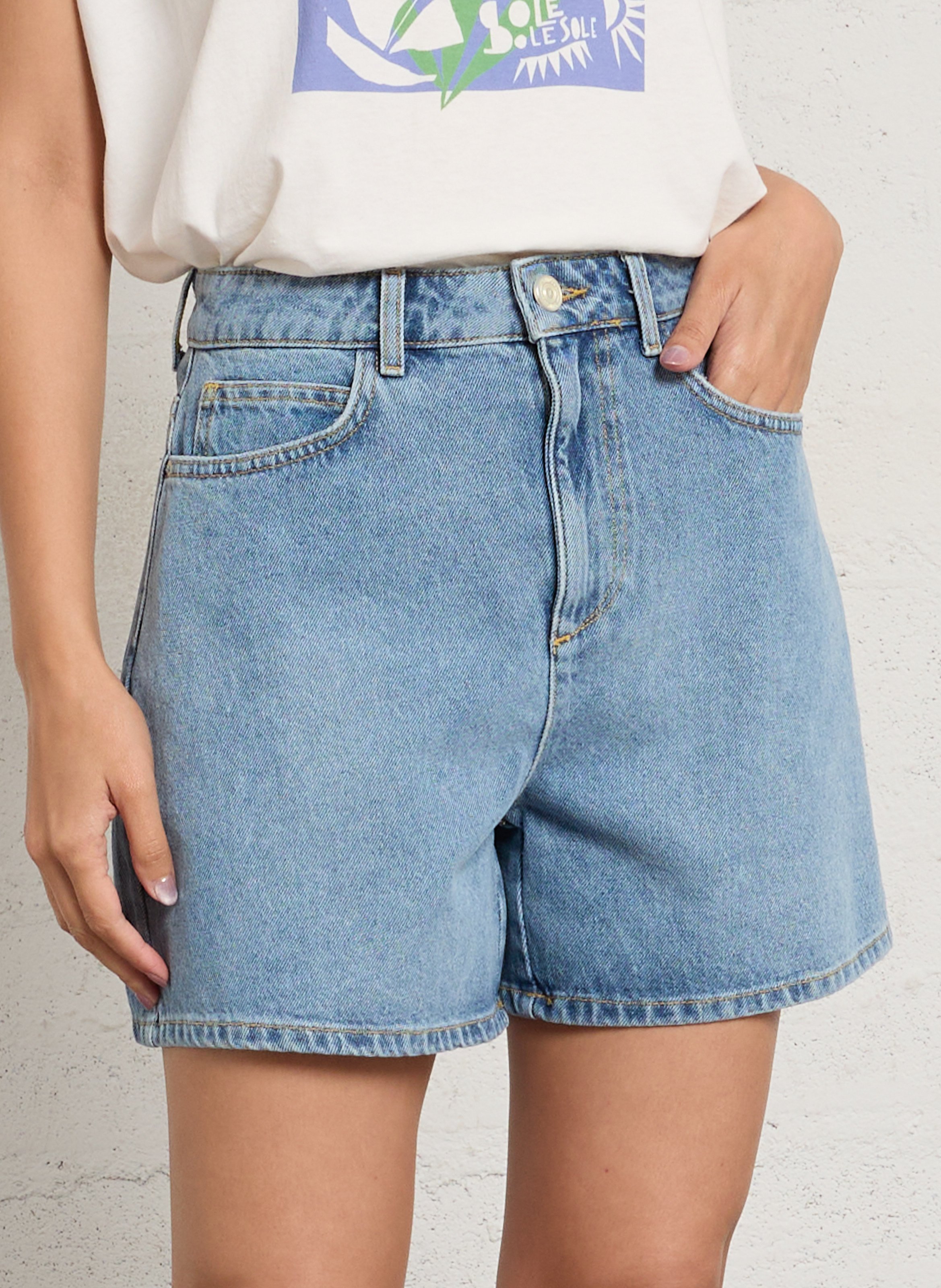 Baumwollshorts mit hohem Bund SUD EXPRESS Blau