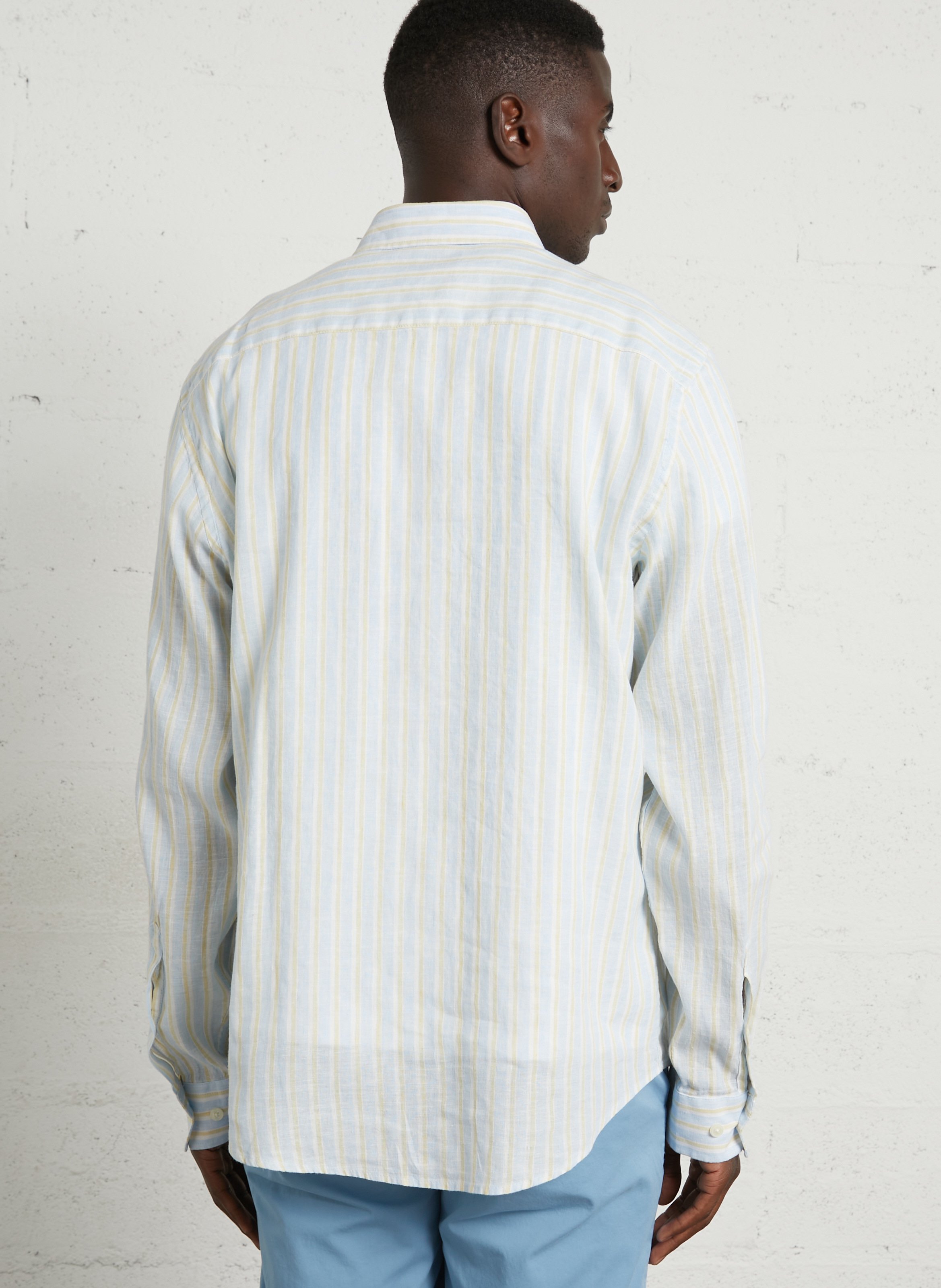 Linen-blend shirt with classic collar CASUAL FRIDAY Blue