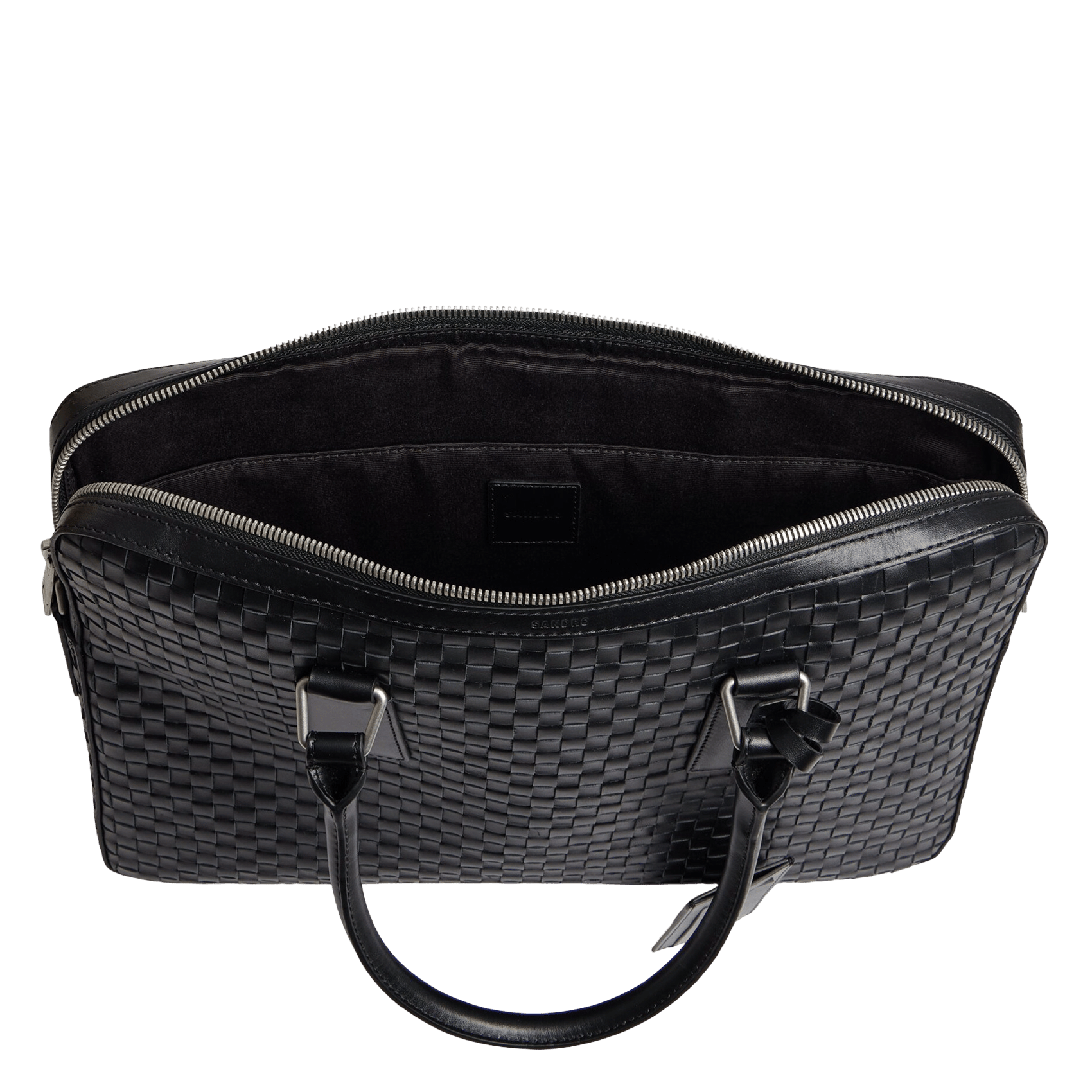 Sac ordinateur classique tressé en cuir SANDRO Zwart