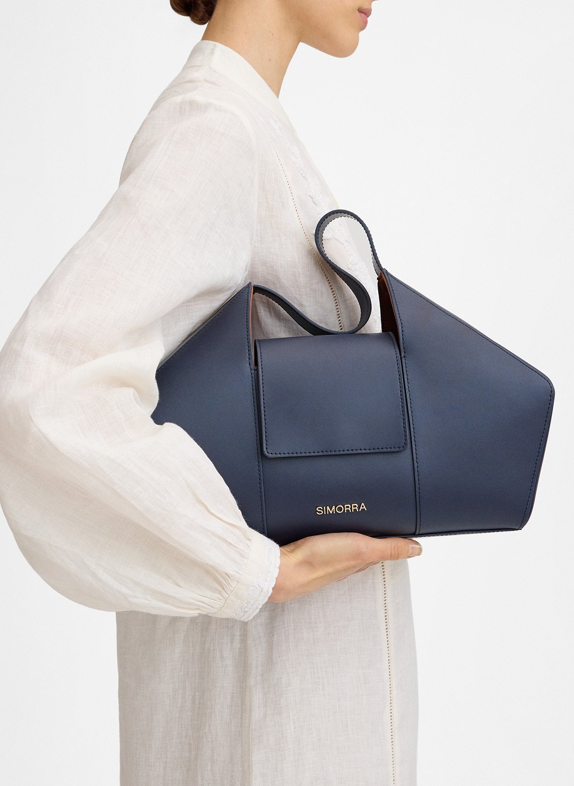 Leather tote bag SIMORRA Blue