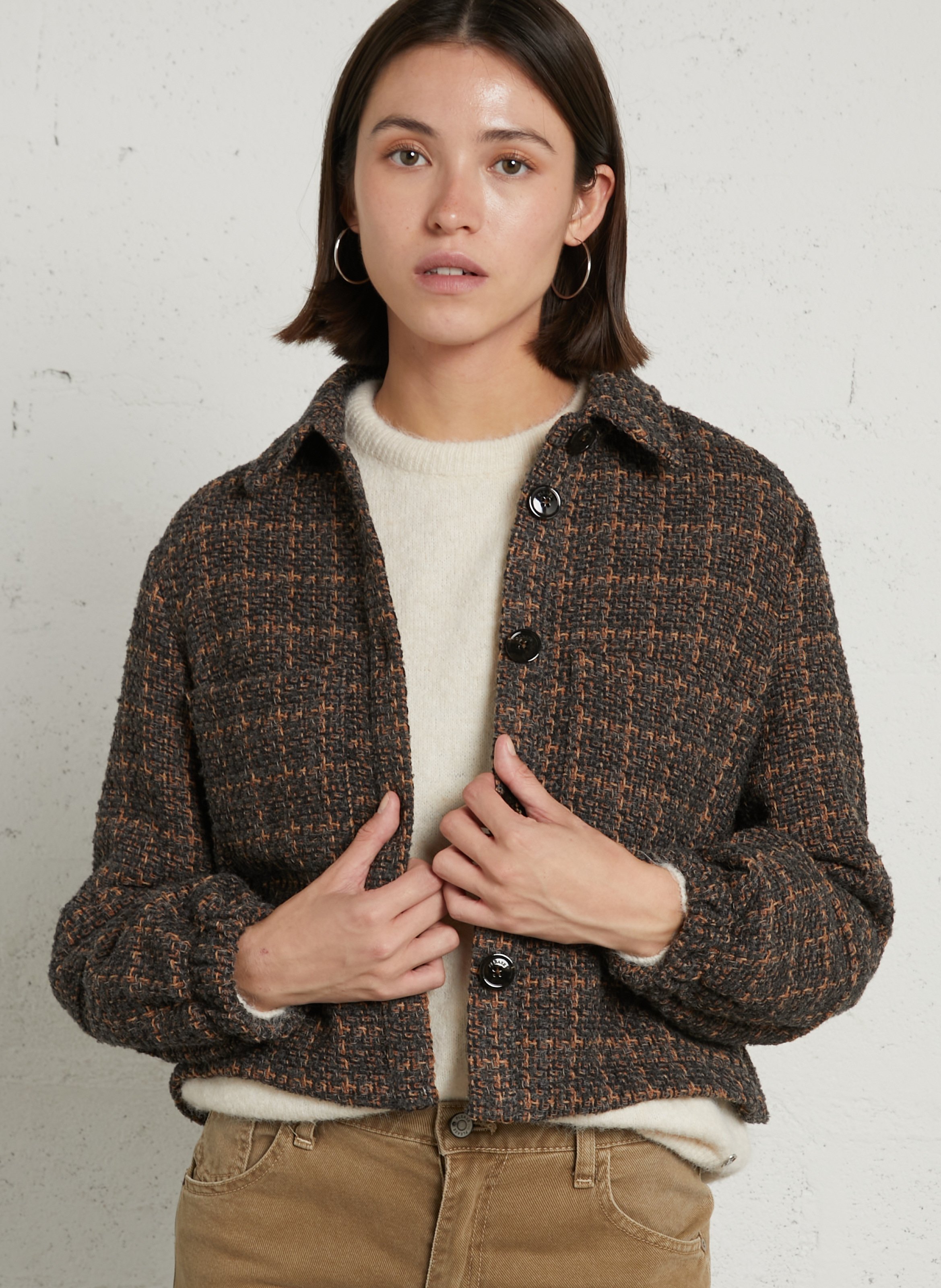 Cotton-blend jacket with classic collar PLEASE Grey