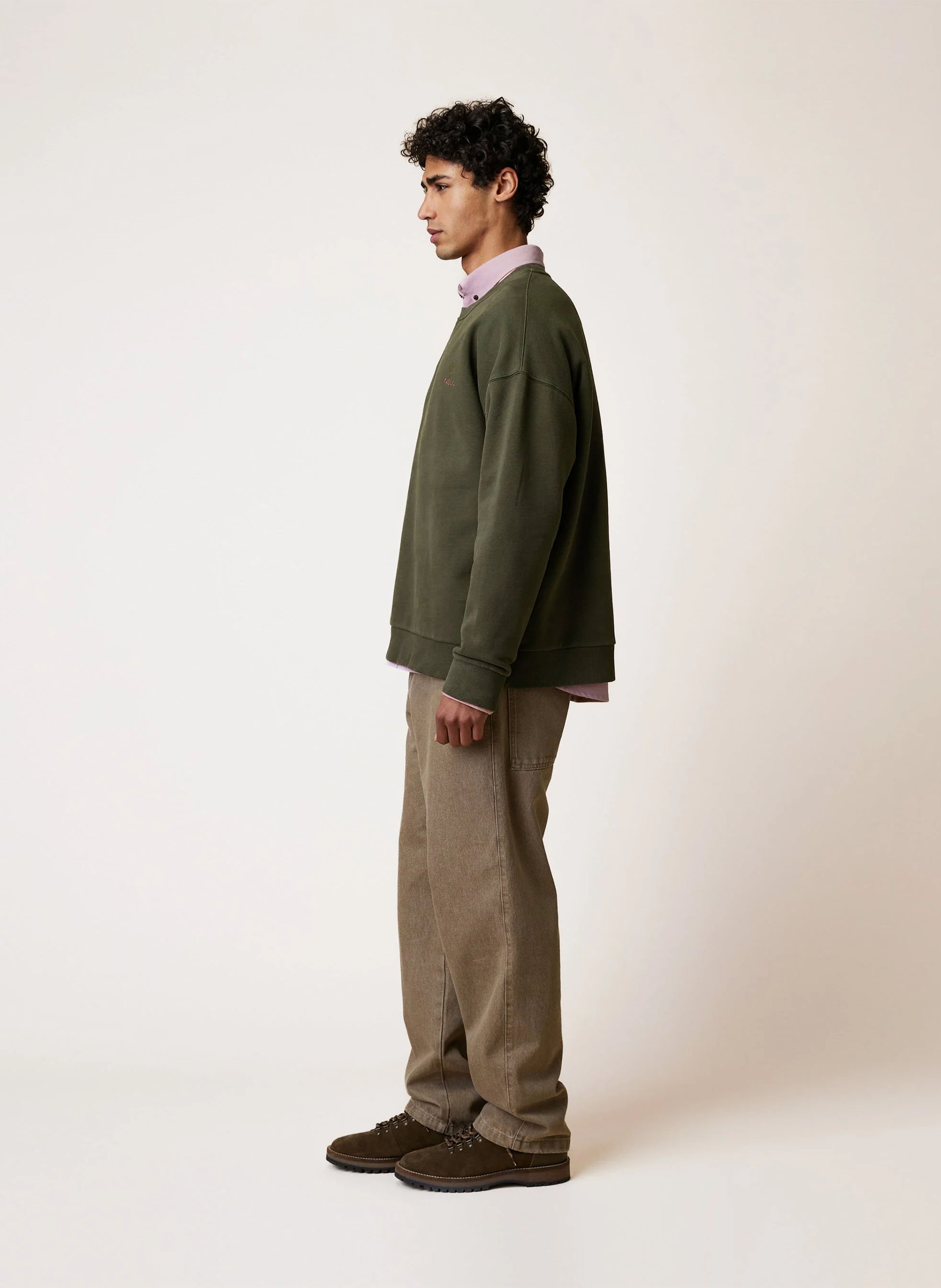 Baumwoll-Sweatshirt mit Rundhalsausschnitt FAGUO Khaki
