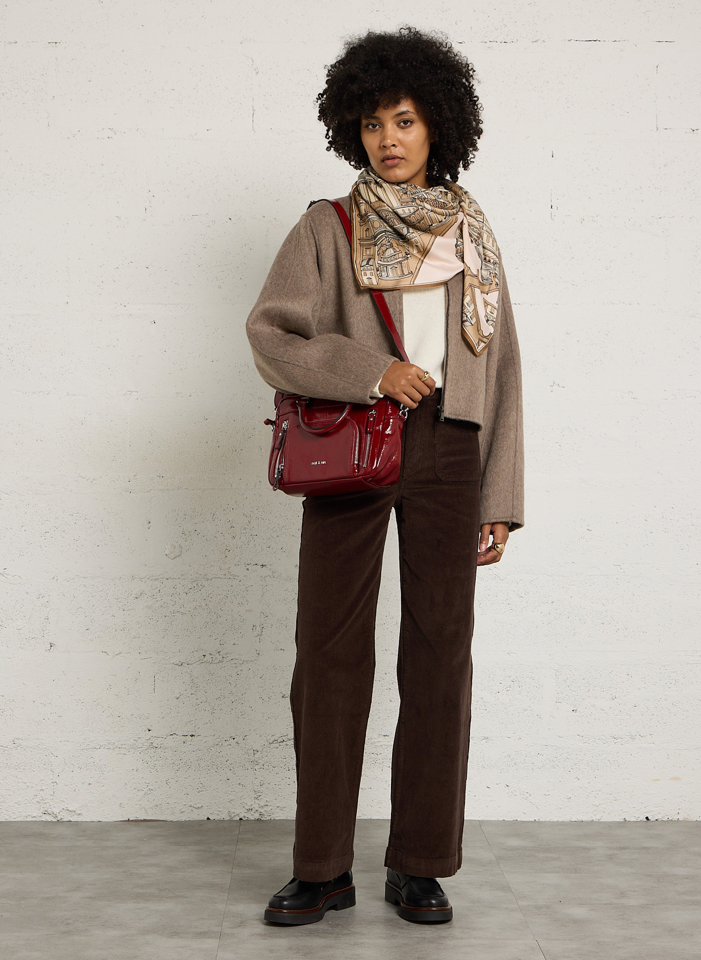 Sac à main multipoches en cuir NAT & NIN Rouge