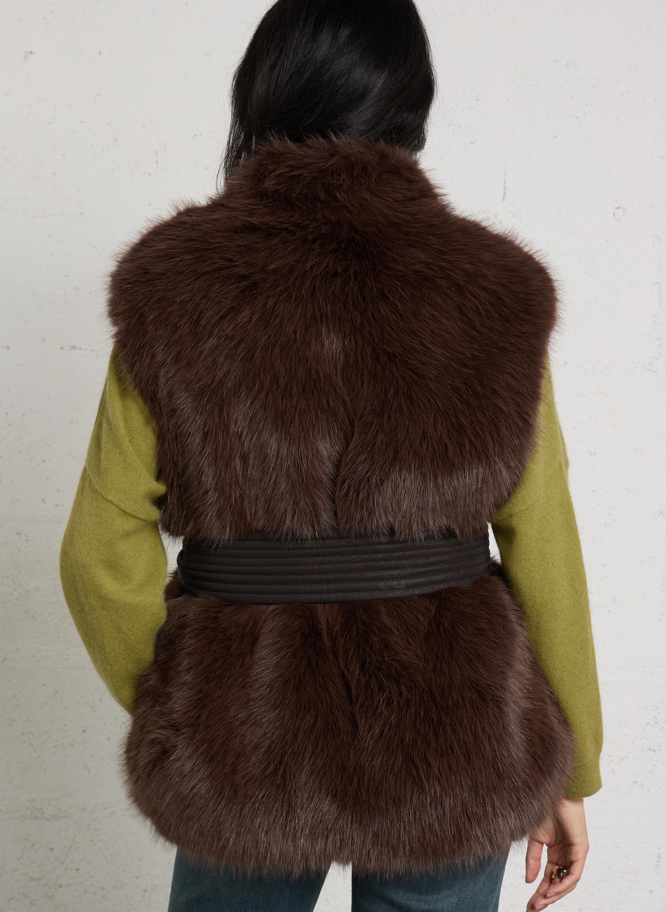 Sleeveless faux fur vest LIU JO Brown