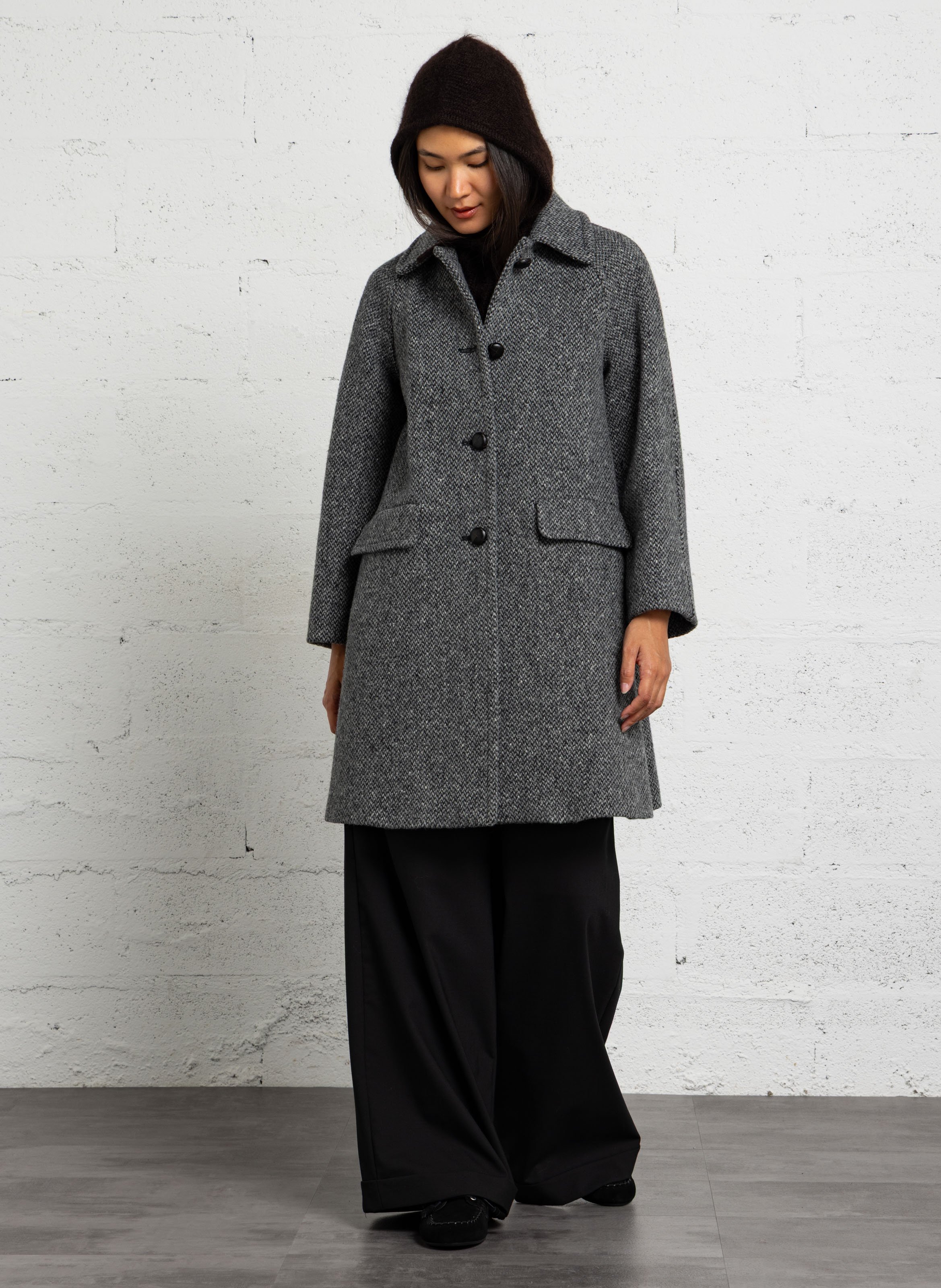 Wollmix-Mantel mit Reverskragen MAX MARA WEEK END Schwarz
