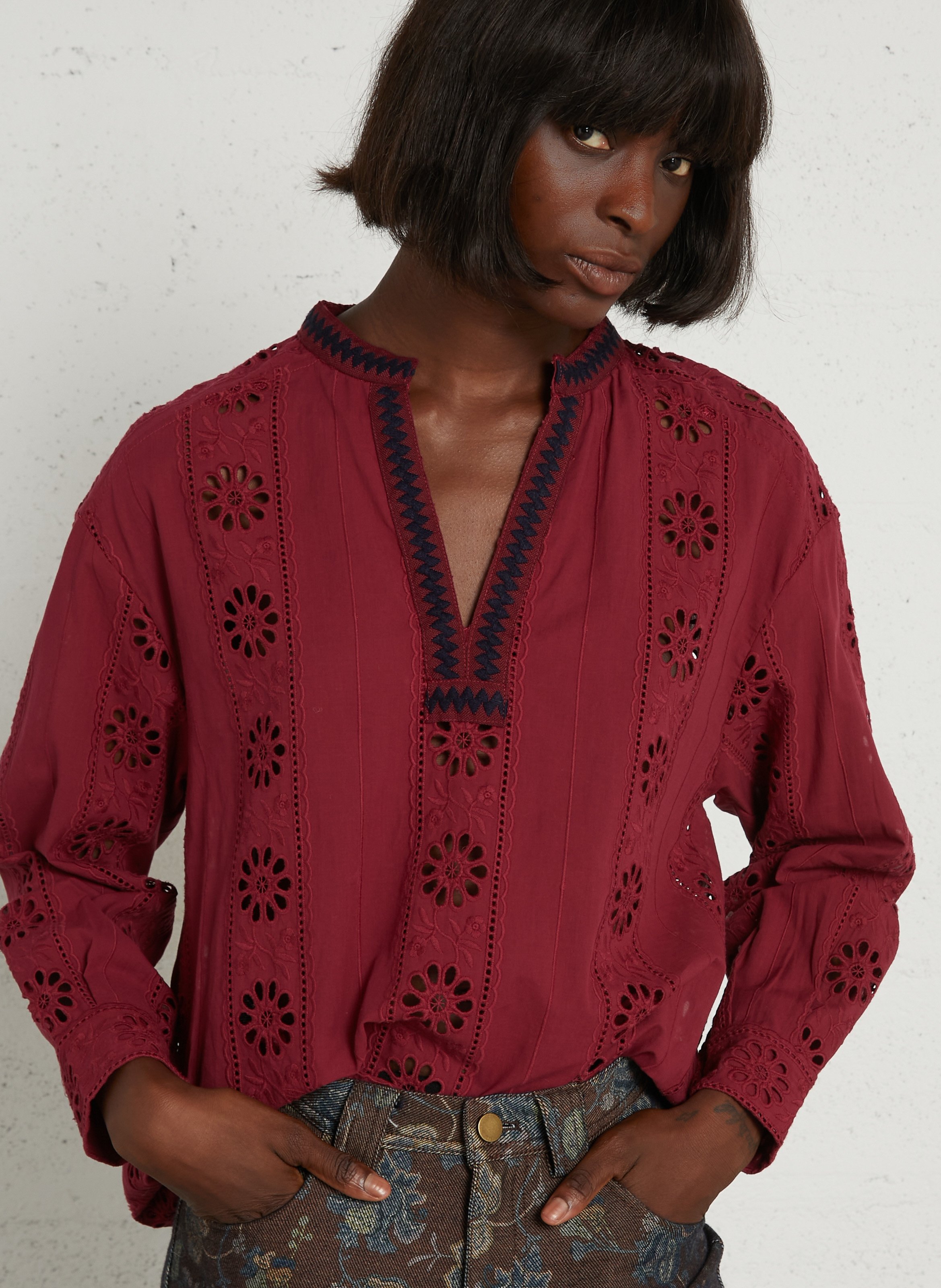 Henley-Bluse aus Baumwolle THE KORNER Rot