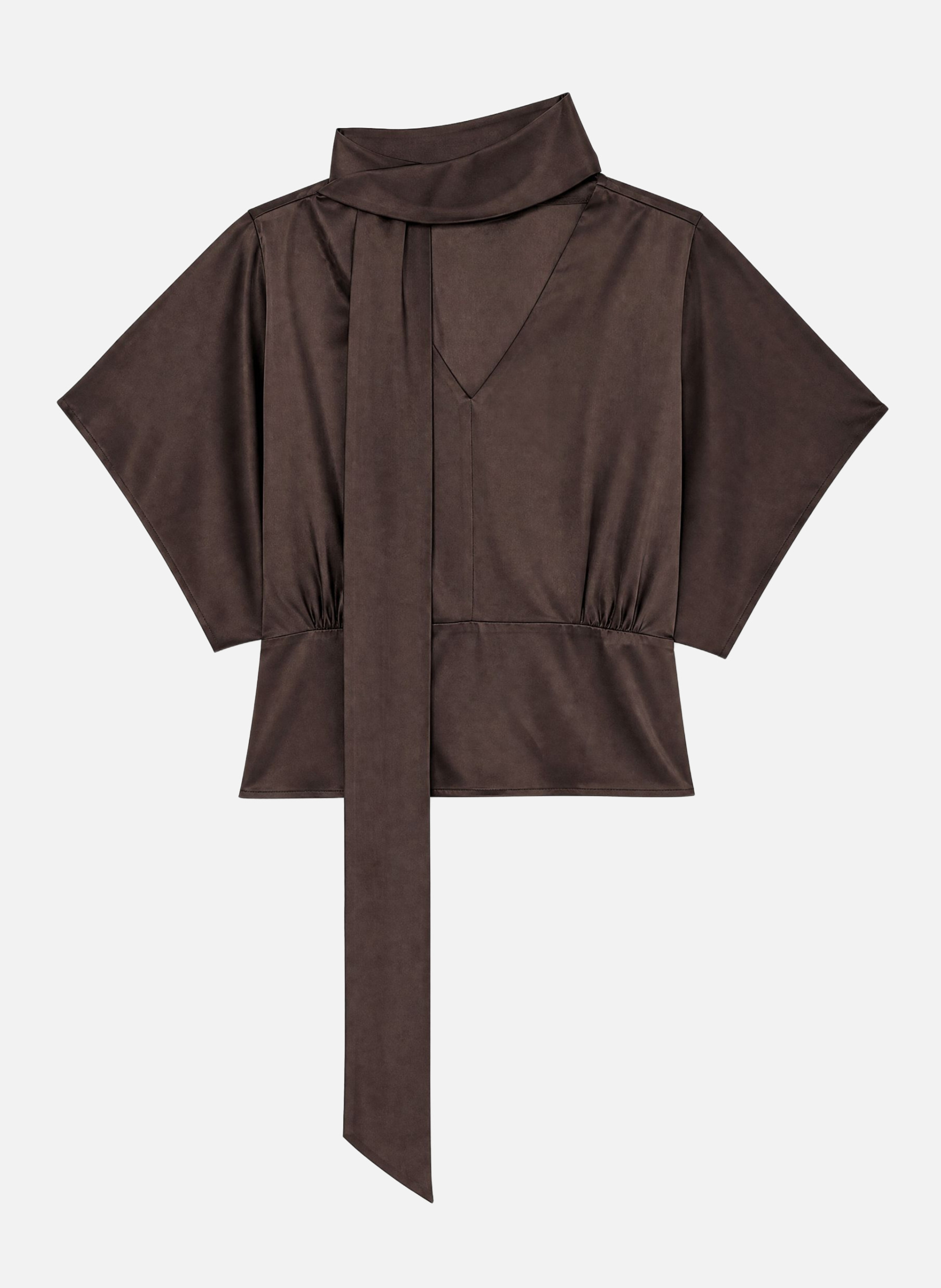 Top with brown satin lavallière THE KOOPLES Brown