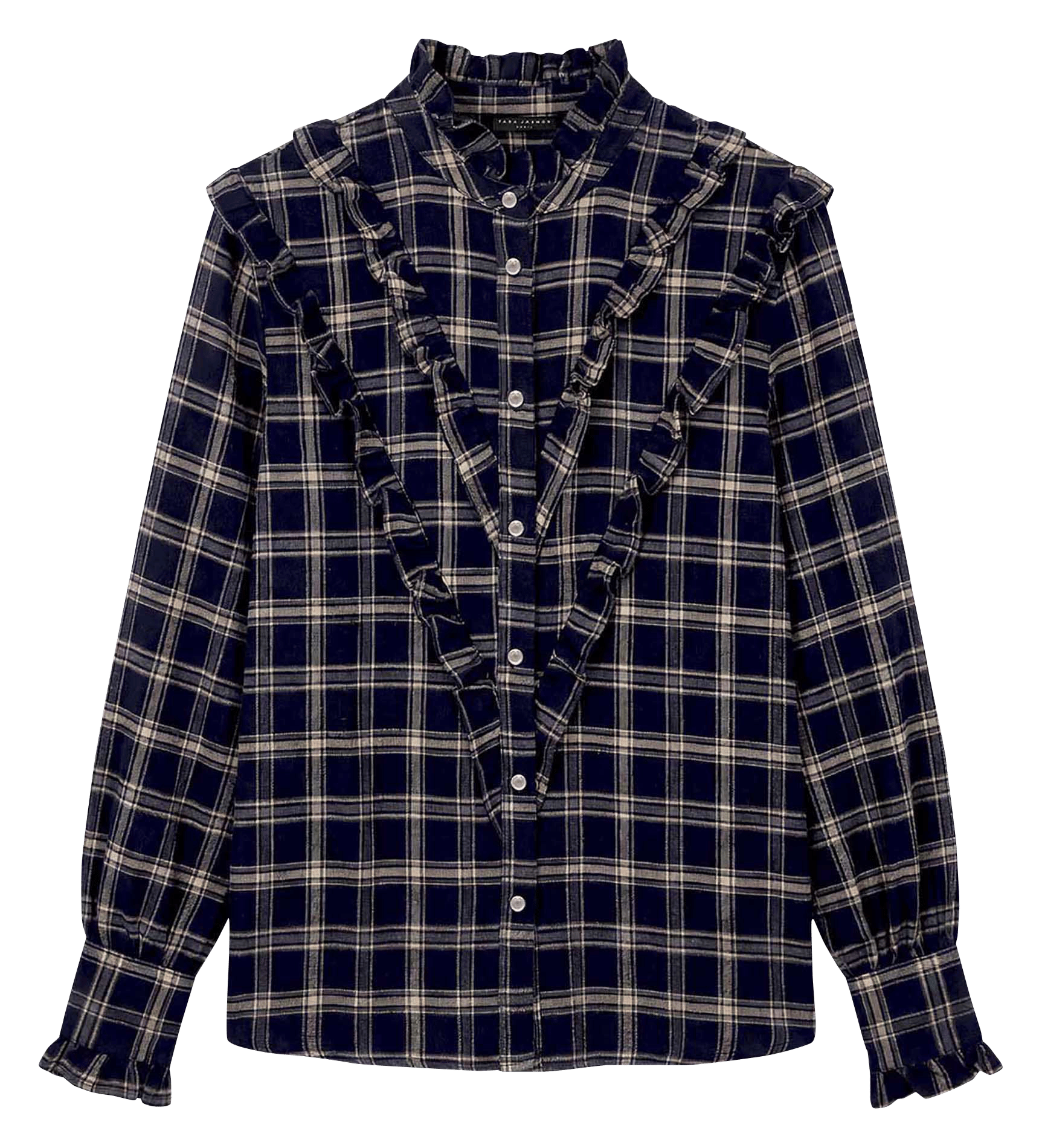 Chemise droite à carreaux en coton mélangé TARA JARMON Bleu