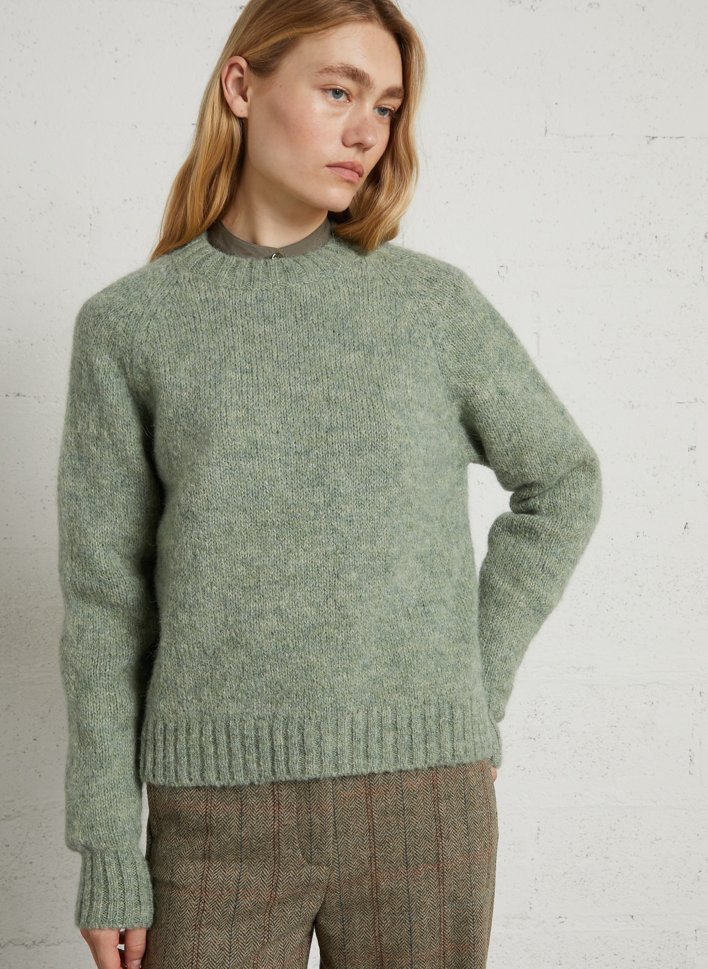 Trui met ronde hals | wolblend MASSCOB Groen