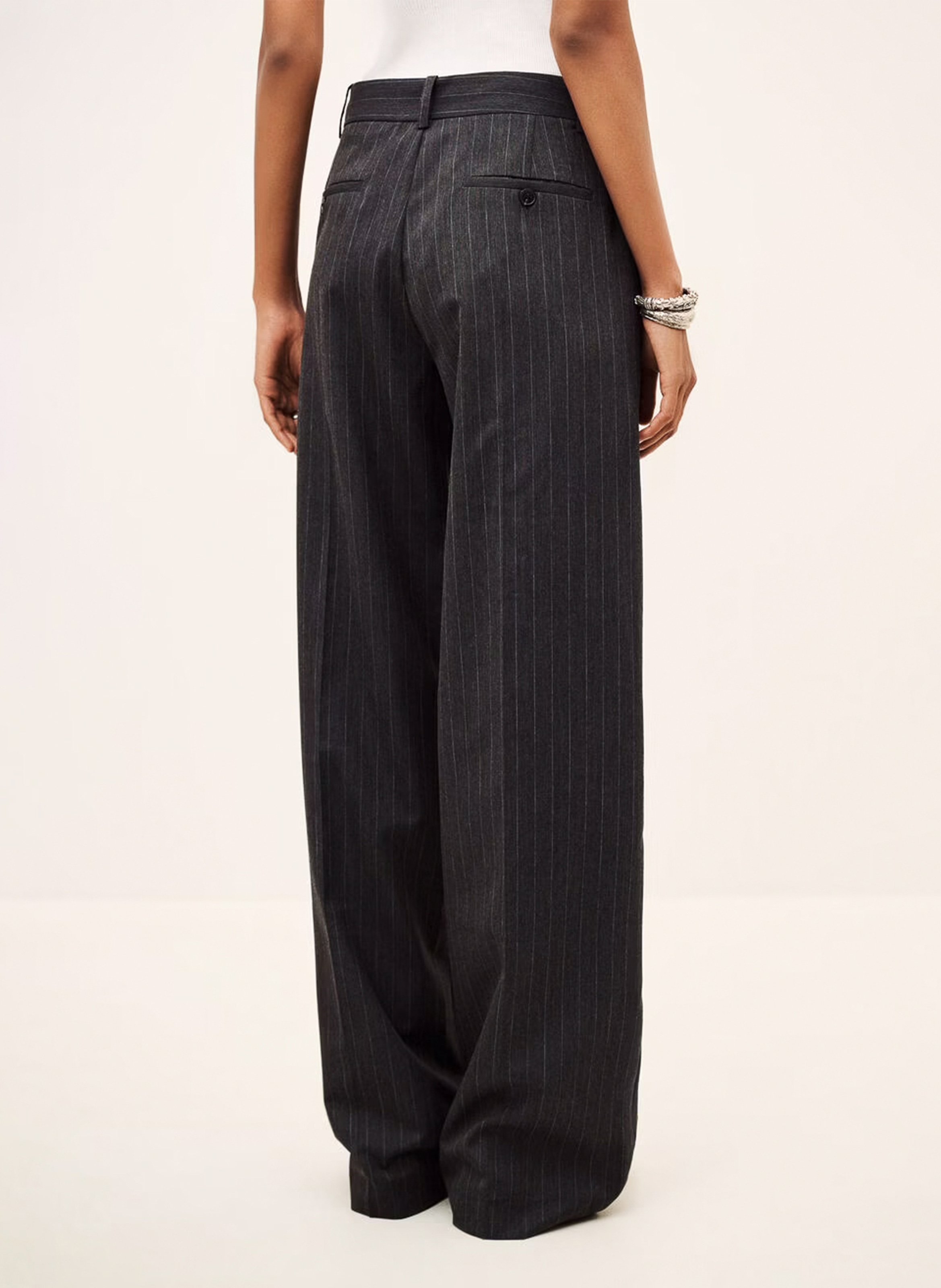 Pantalon tailleur droit à rayures BA&SH Gris