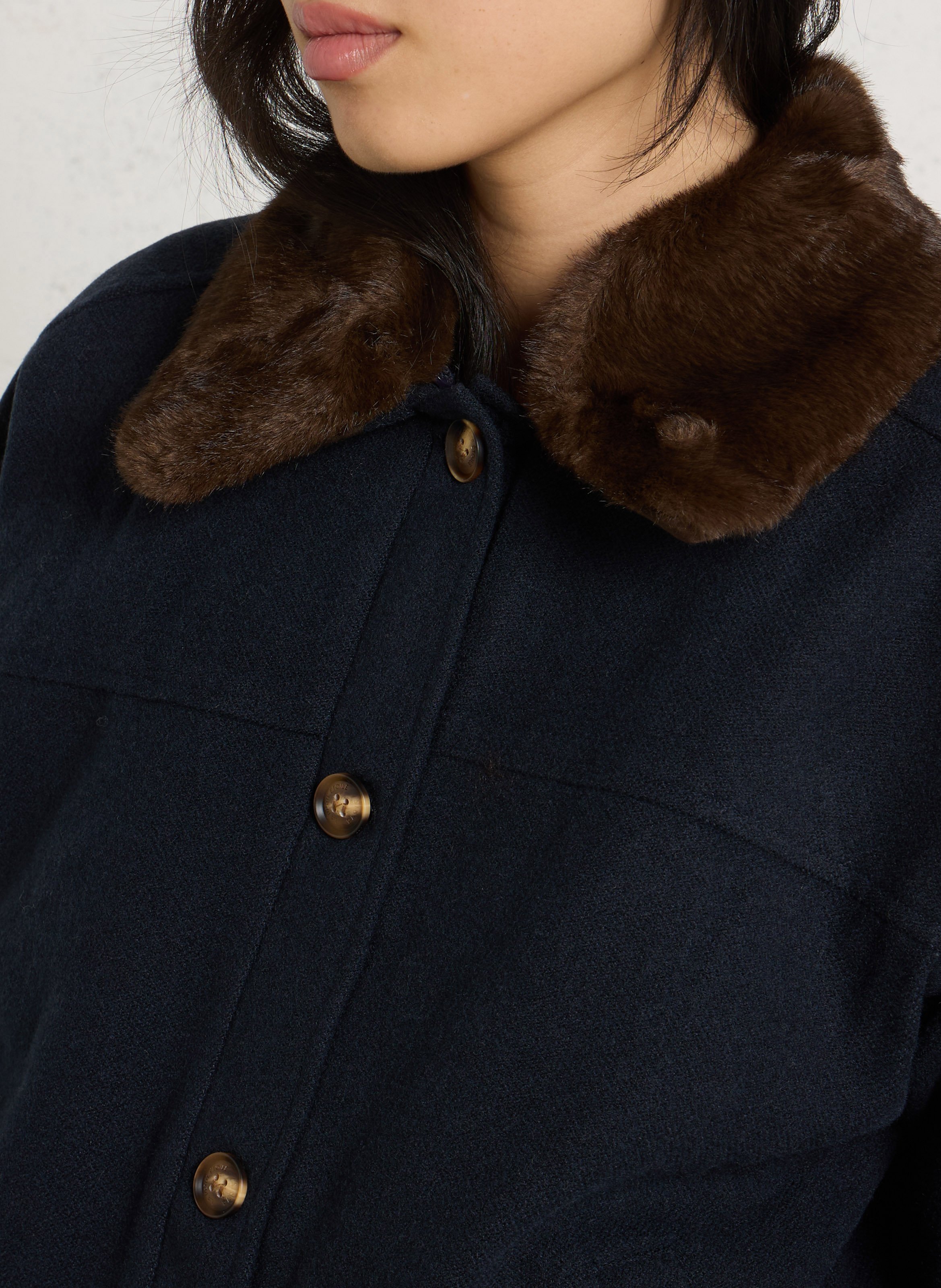 Straight jacket with faux fur-effect collar LA PETITE ETOILE Blue