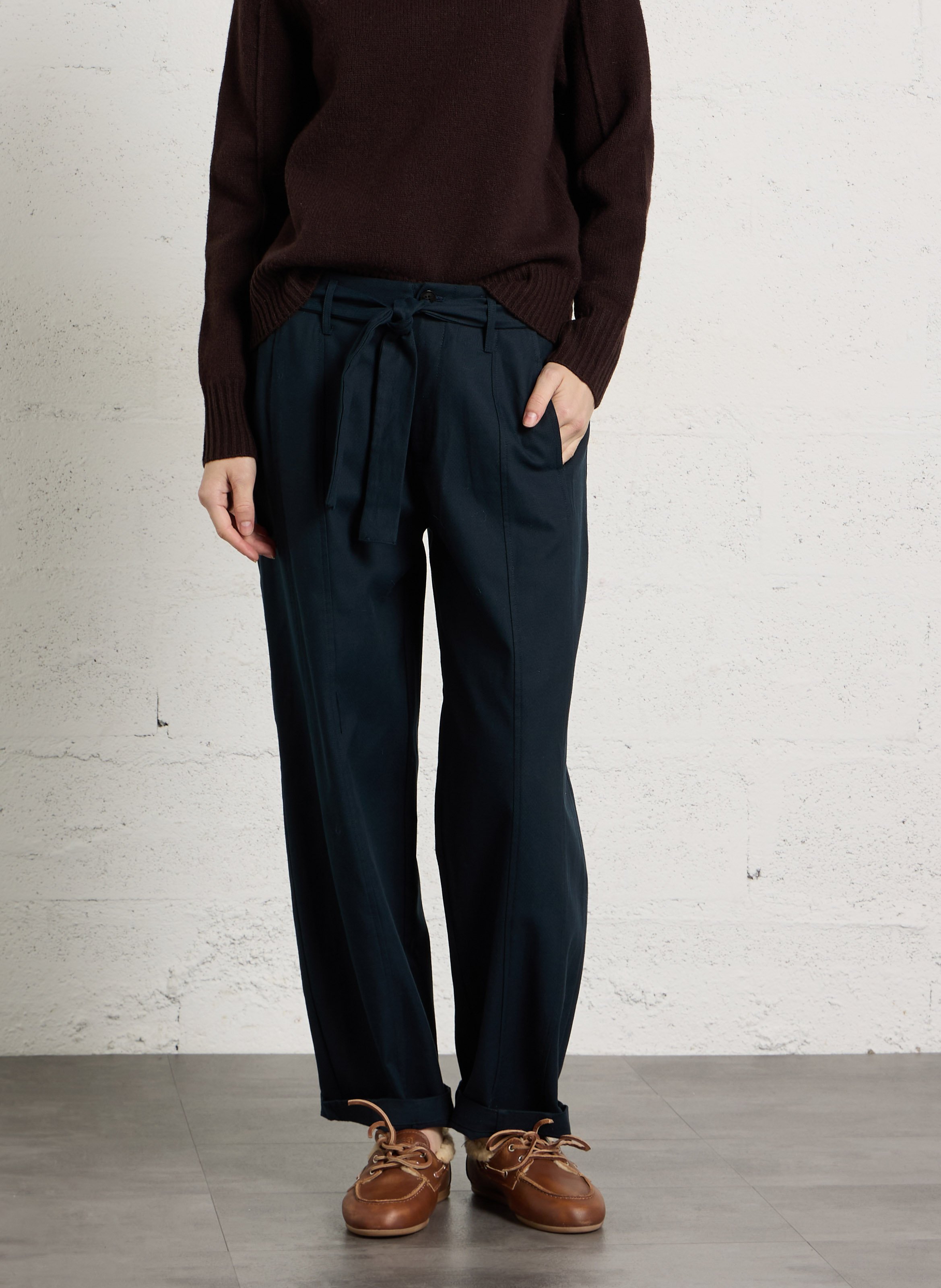 Straight bow trousers SEE U SOON Blue