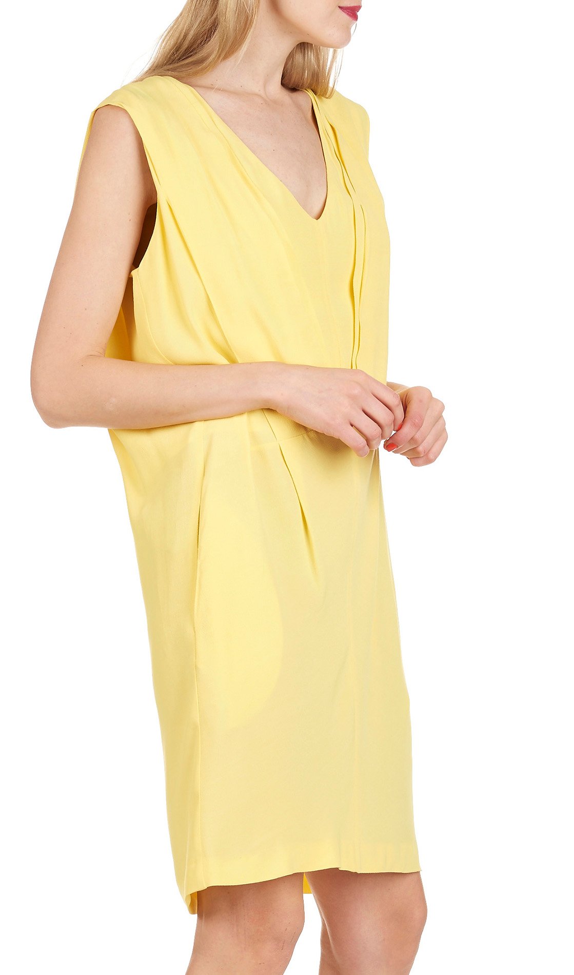 Robe droite en crêpe avec plis  ATTIC AND BARN Jaune
