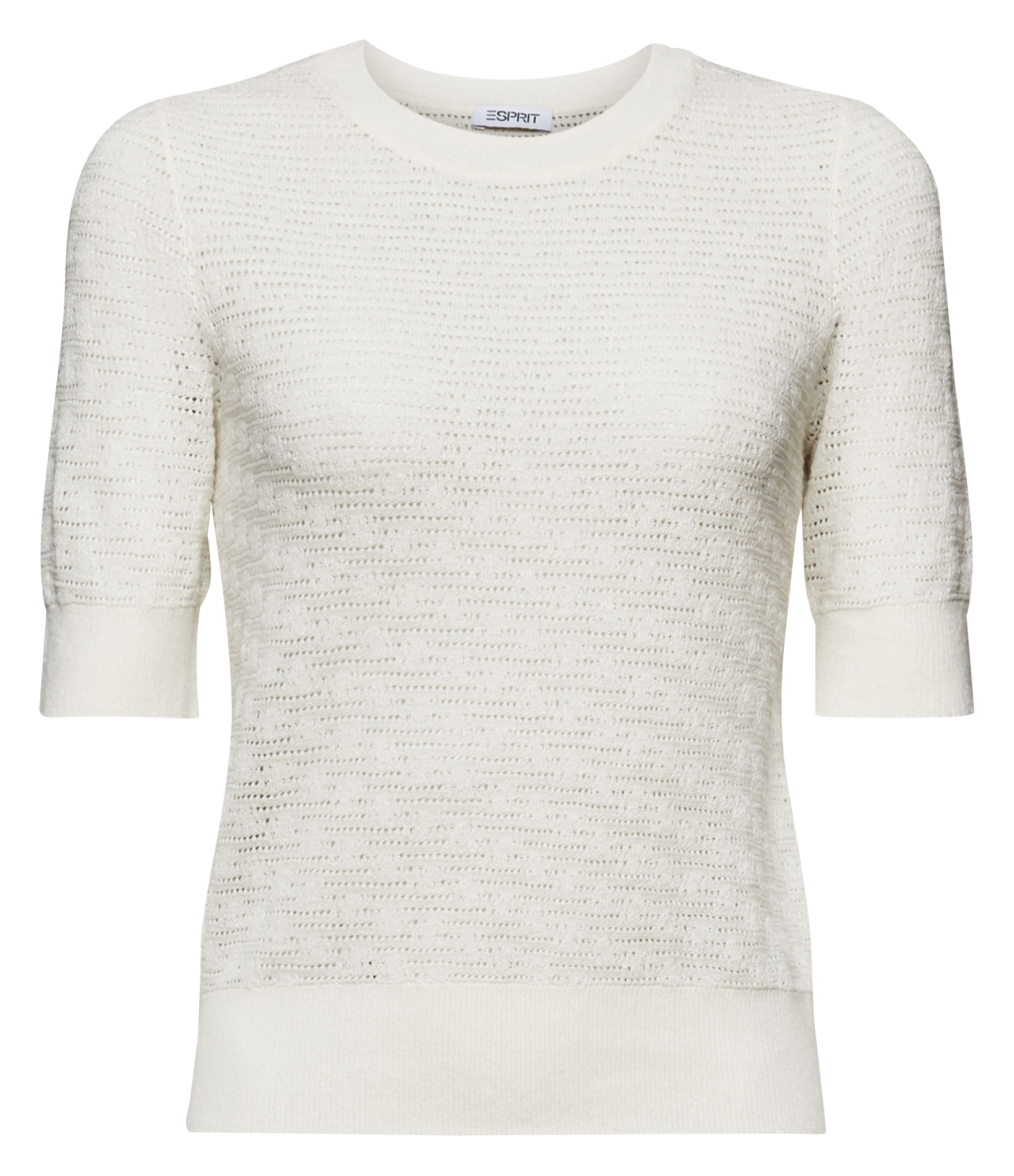 Pull moulant col V à manches courtes ESPRIT Blanc