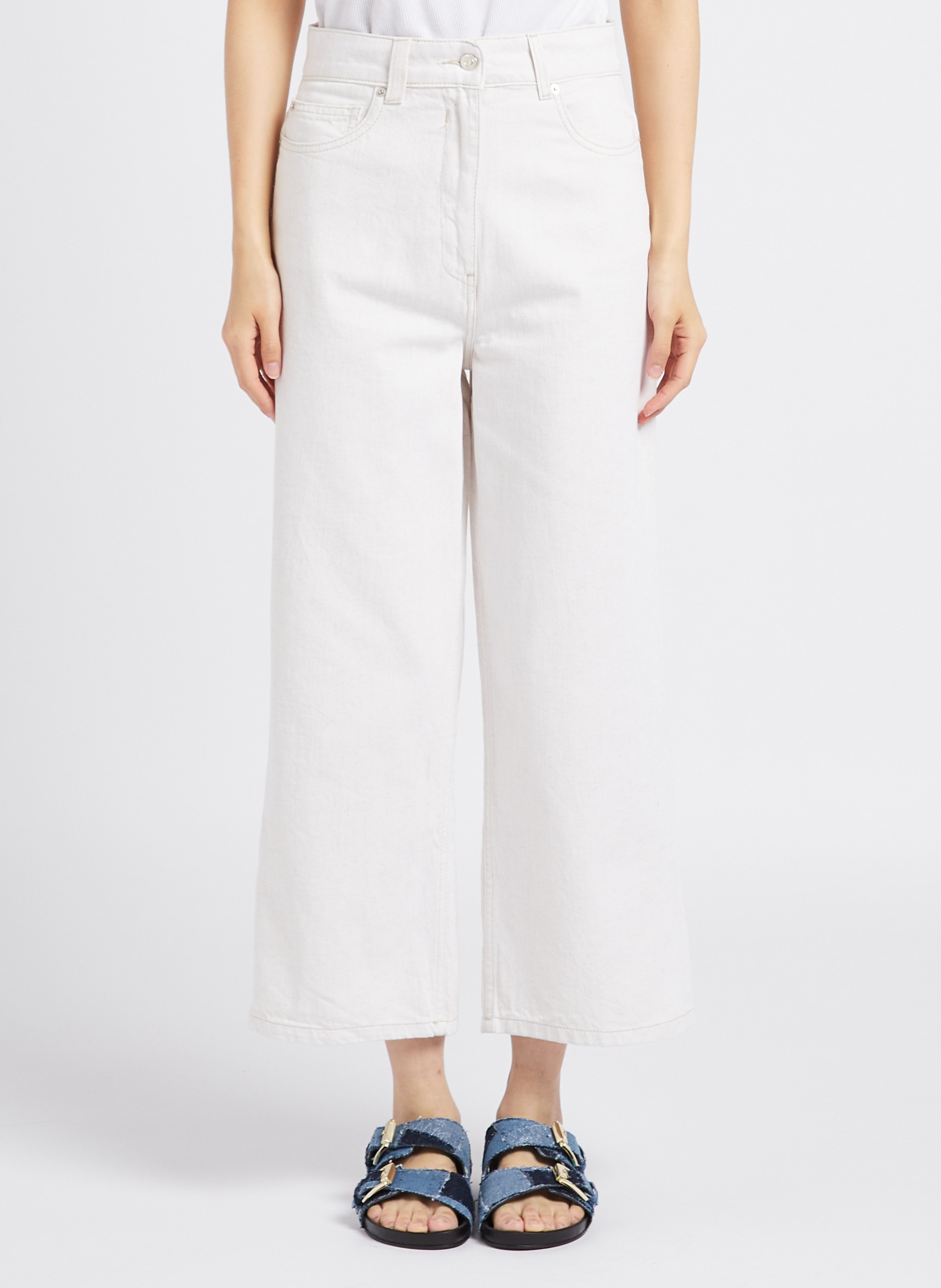 Wide-leg cotton and linen-blend jeans IRO Beige