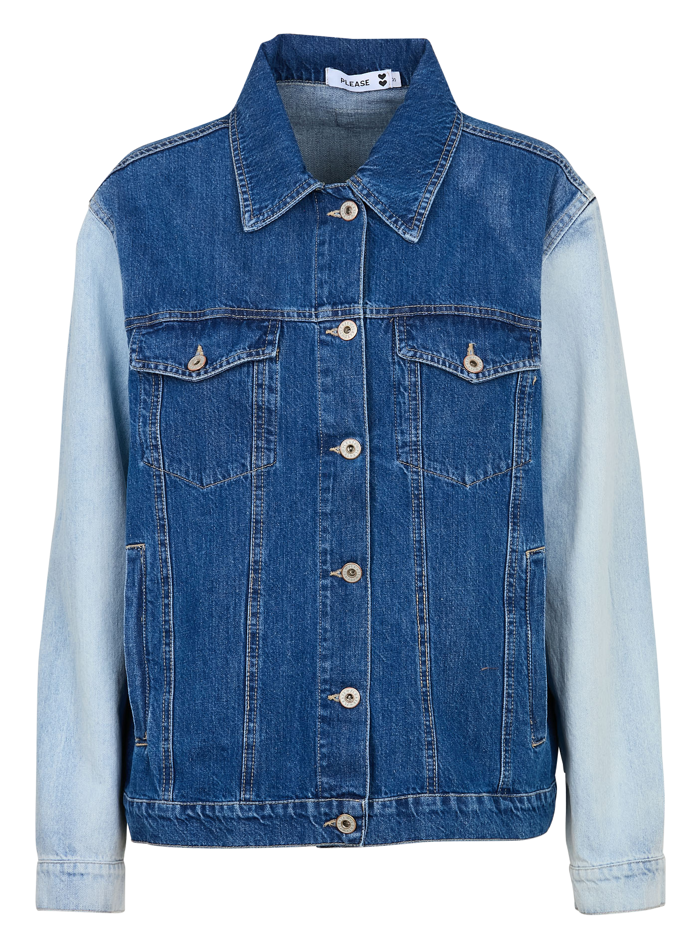 Veste droite col classique en coton PLEASE Bleu