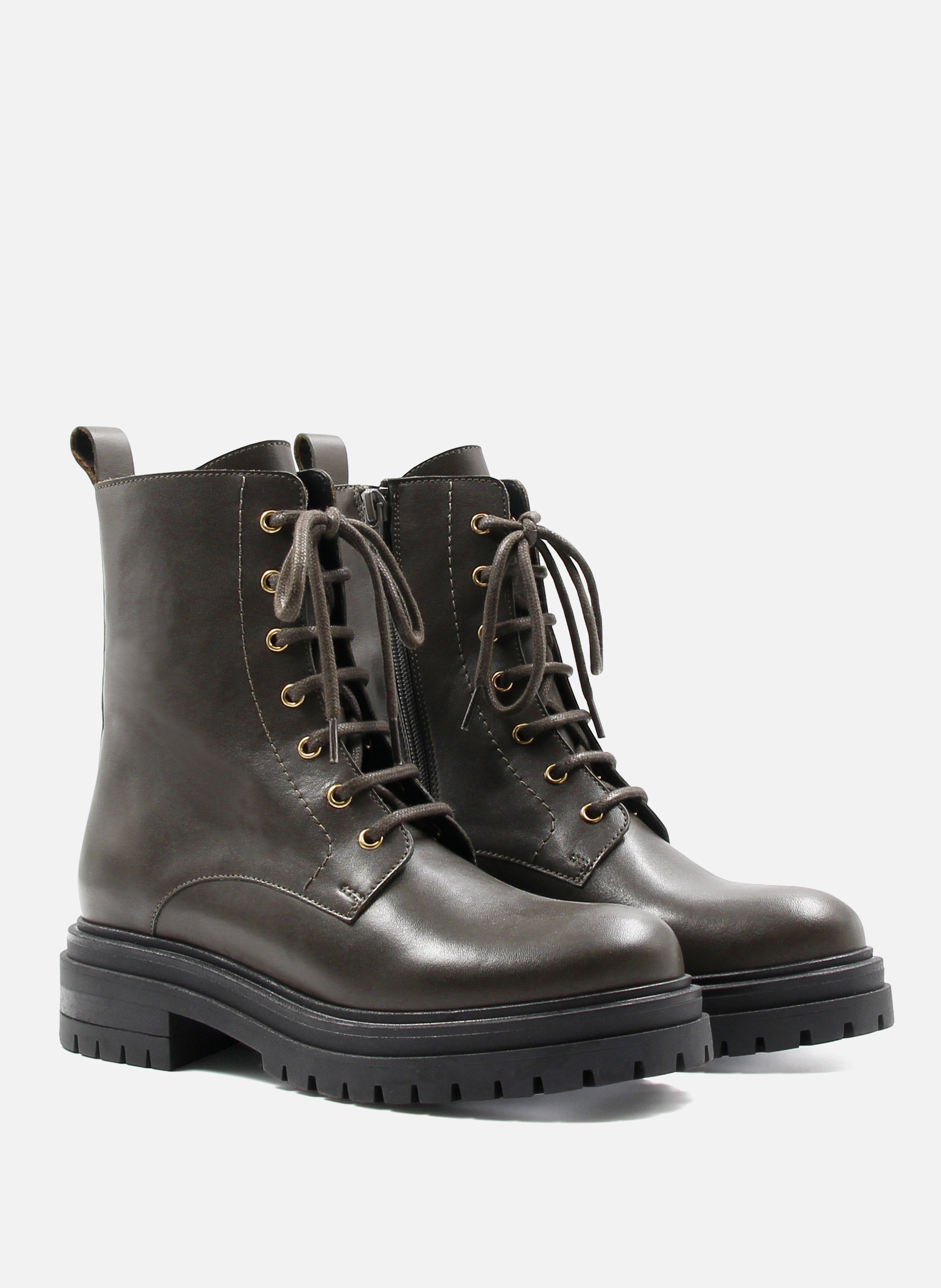 Leather lugged sole Ranger boots JULES & JENN Green