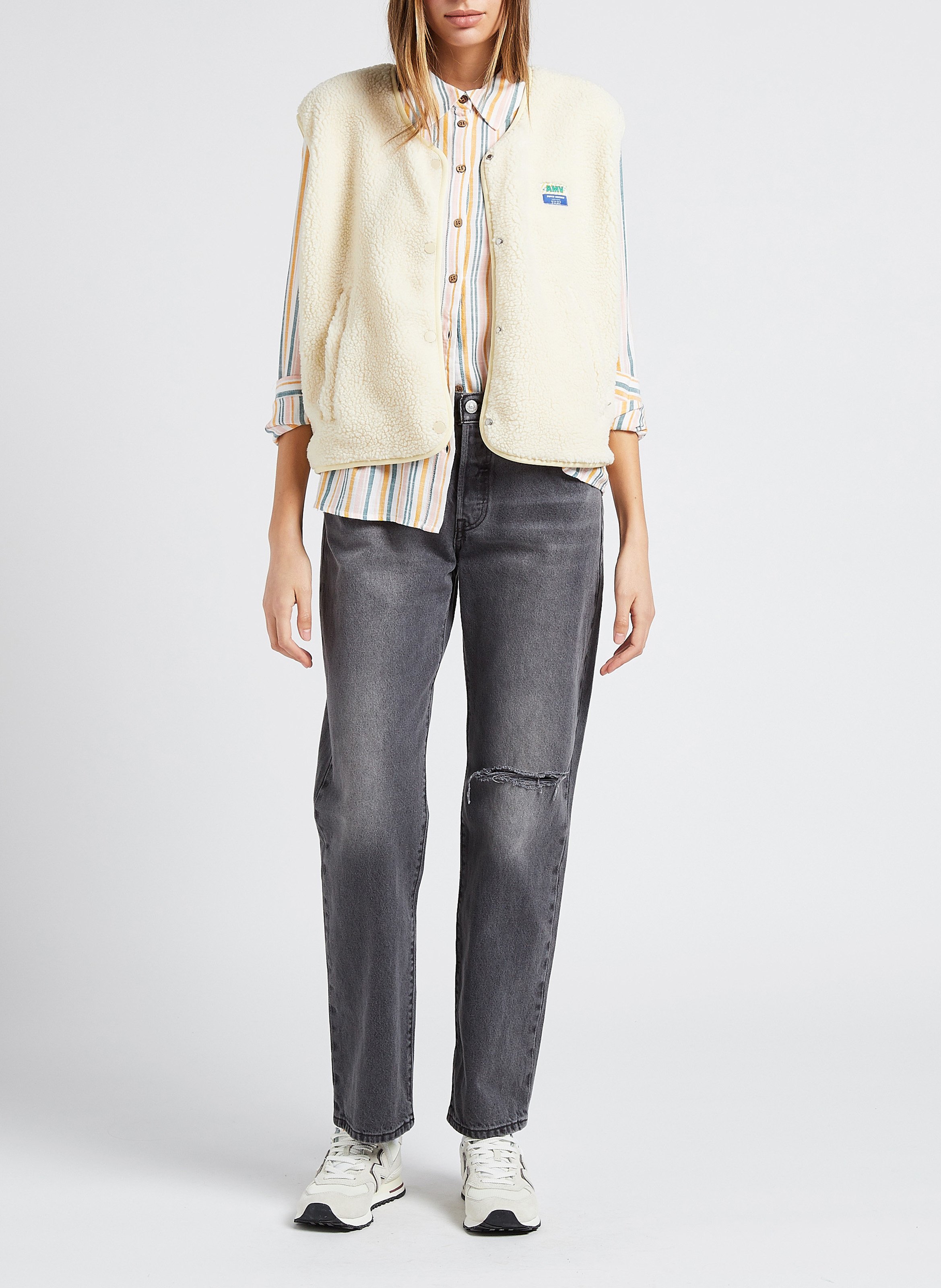 Weste aus Sweatstoff mit Rundhalskragen AMERICAN VINTAGE Beige