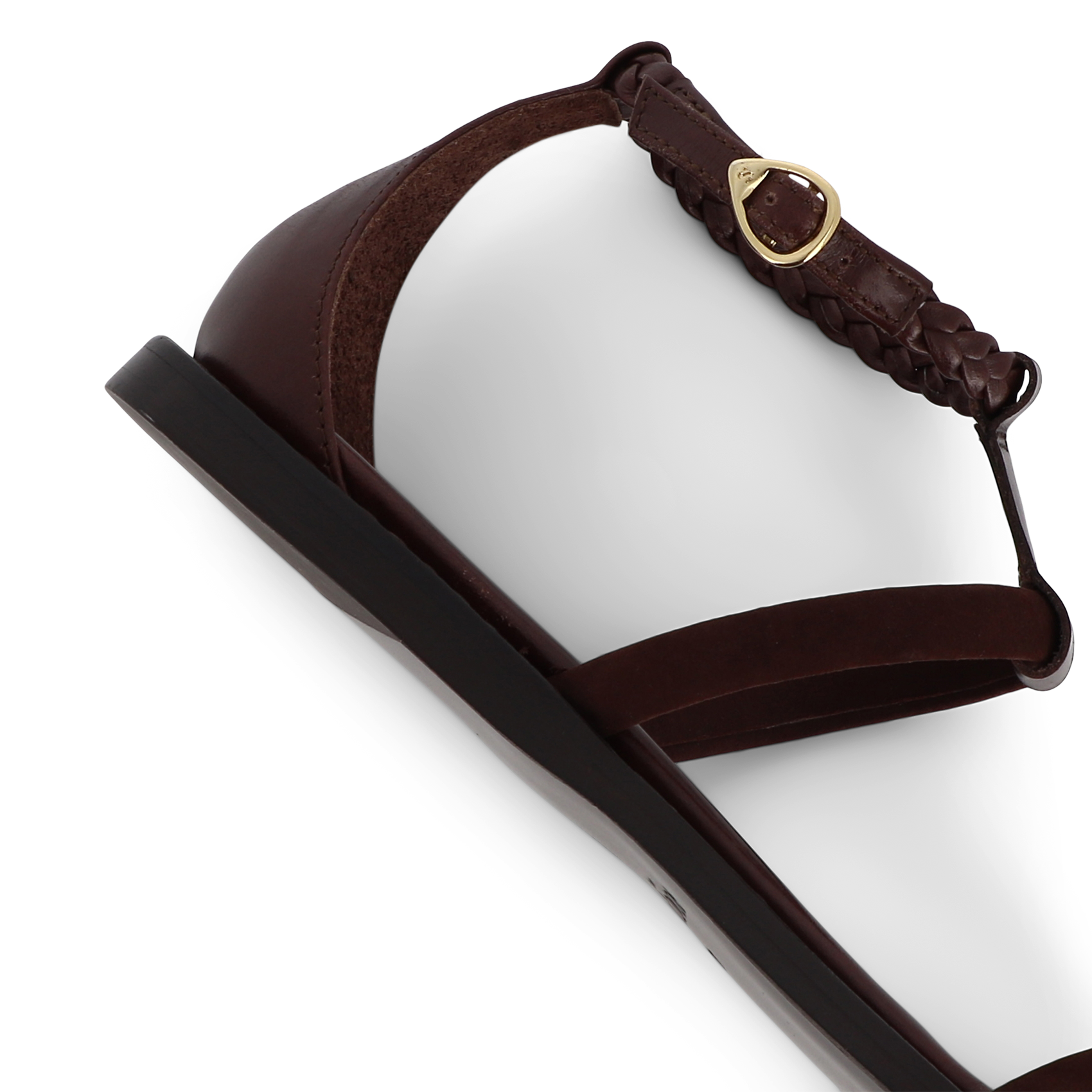 Sandales plates à brides en cuir SOCQUE PARIS Marron