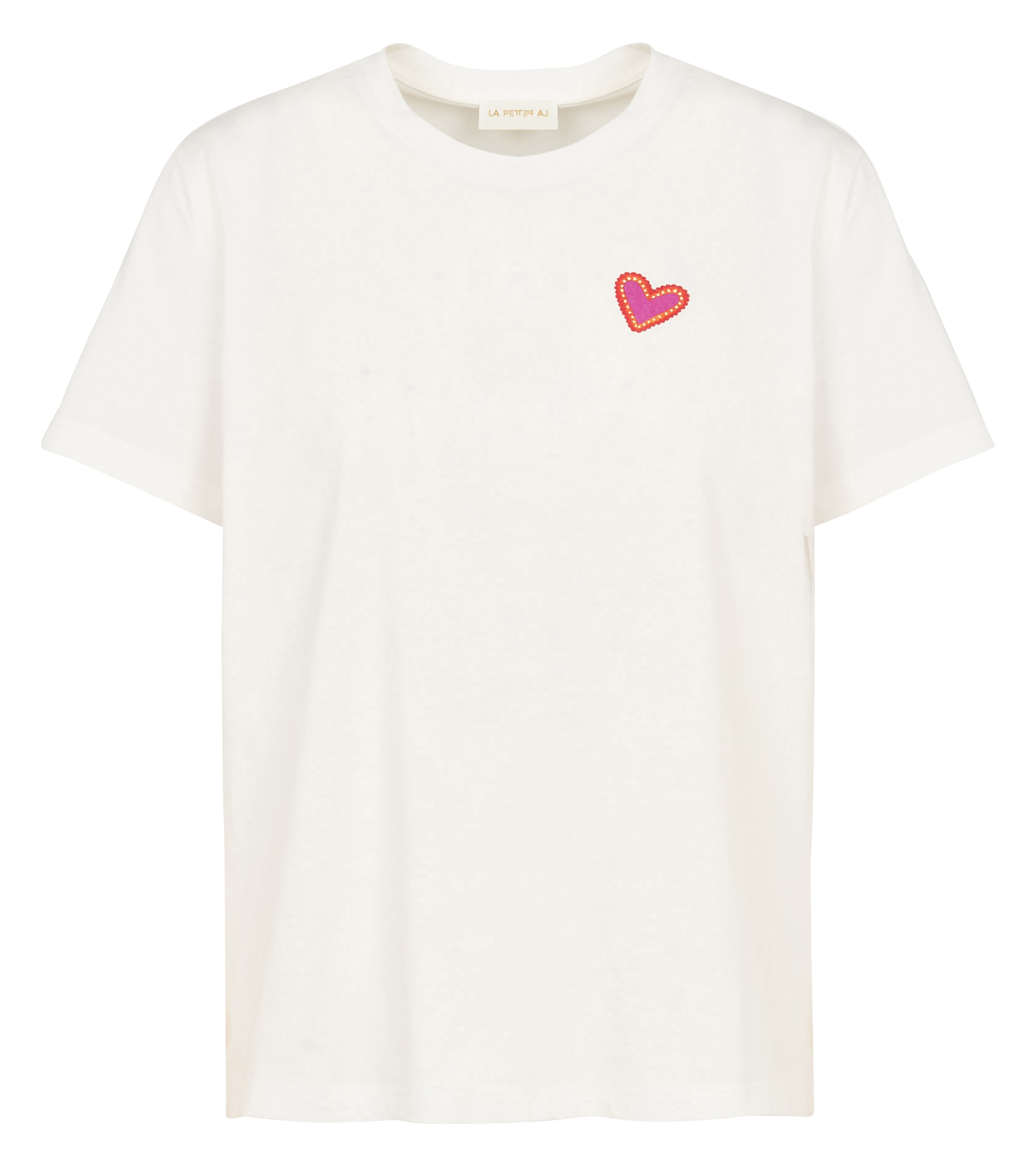 Straight round-neck cotton T-shirt with screen print LA PETITE ETOILE Beige