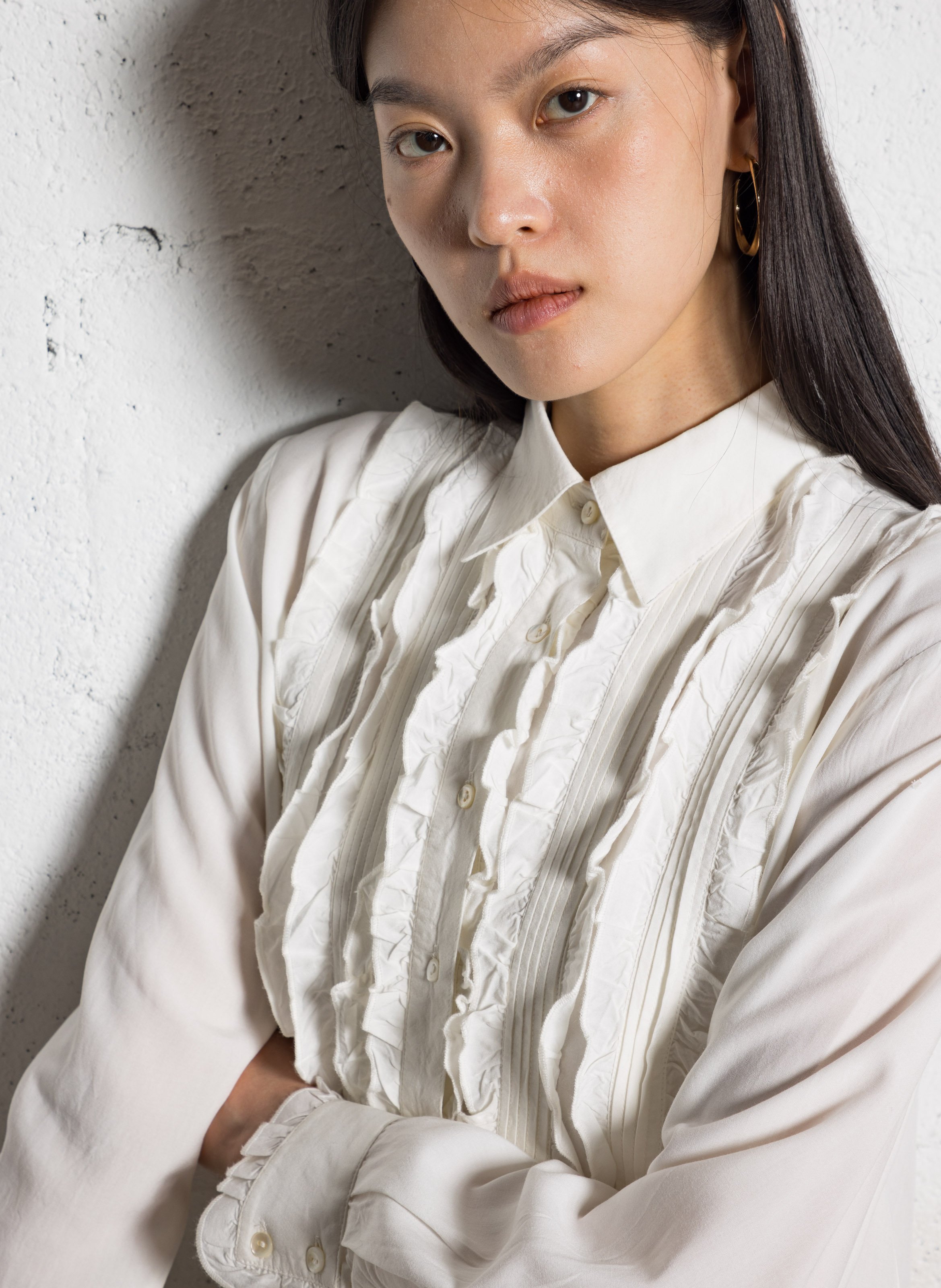 Short embroidered cotton-blend henley dress MAISON HOTEL Beige