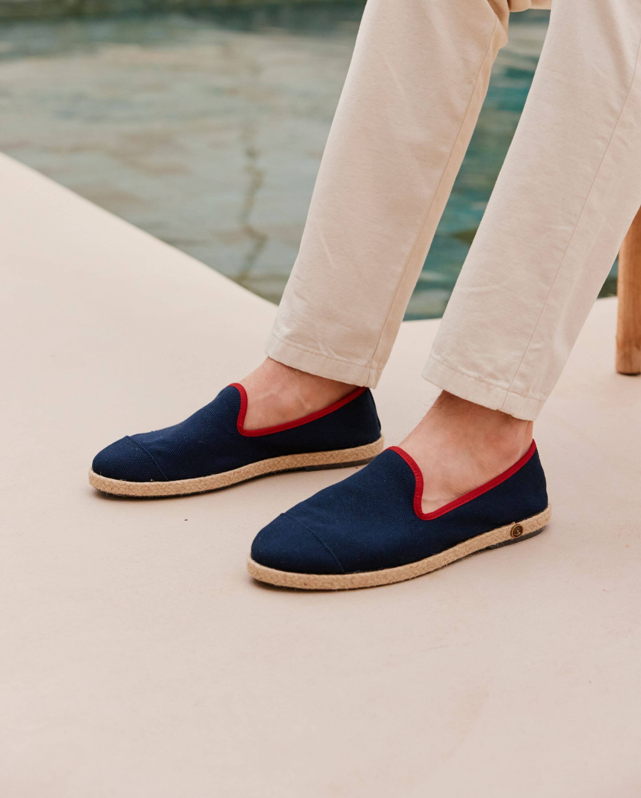 Men's cotton espadrilles, navy red ANGARDE Blue