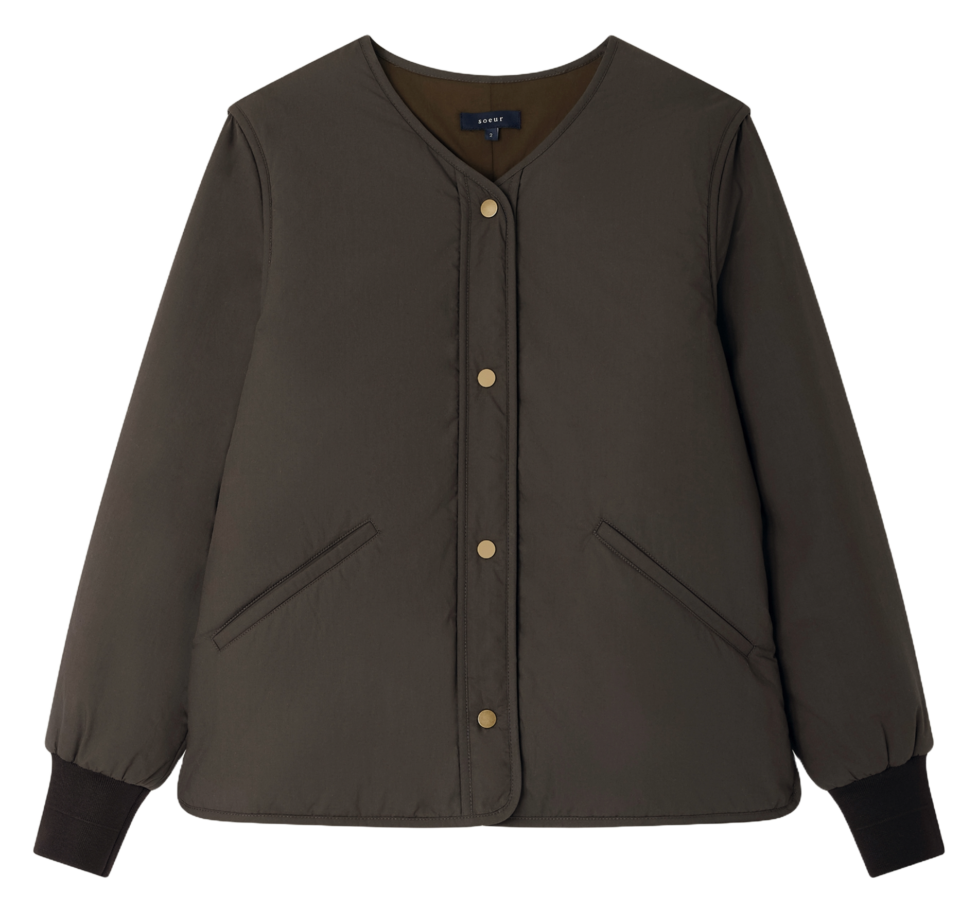 Blouson droit col V en coton SOEUR Gris