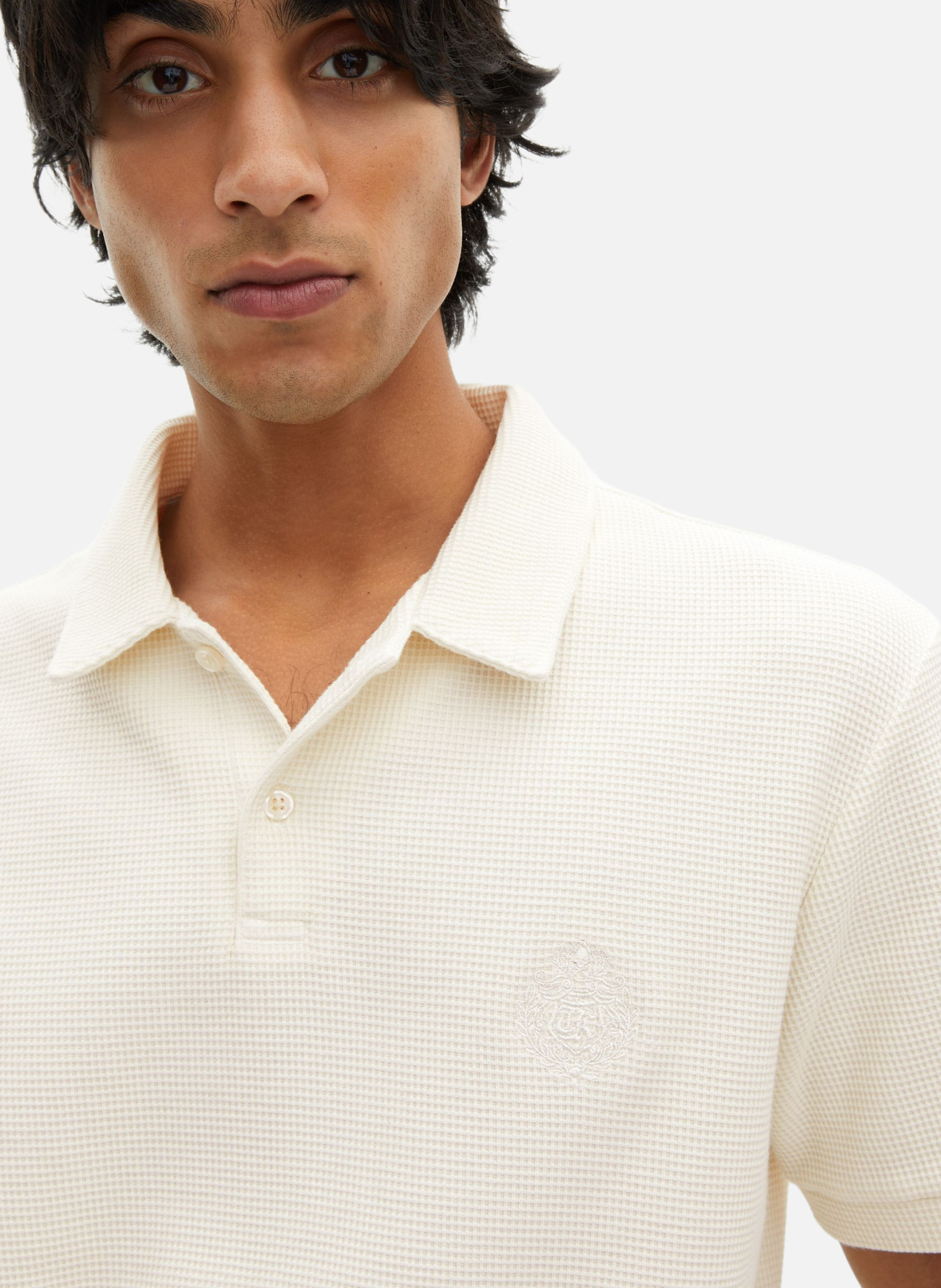 Honeycomb Polo Shirt with Crest THE KOOPLES Beige