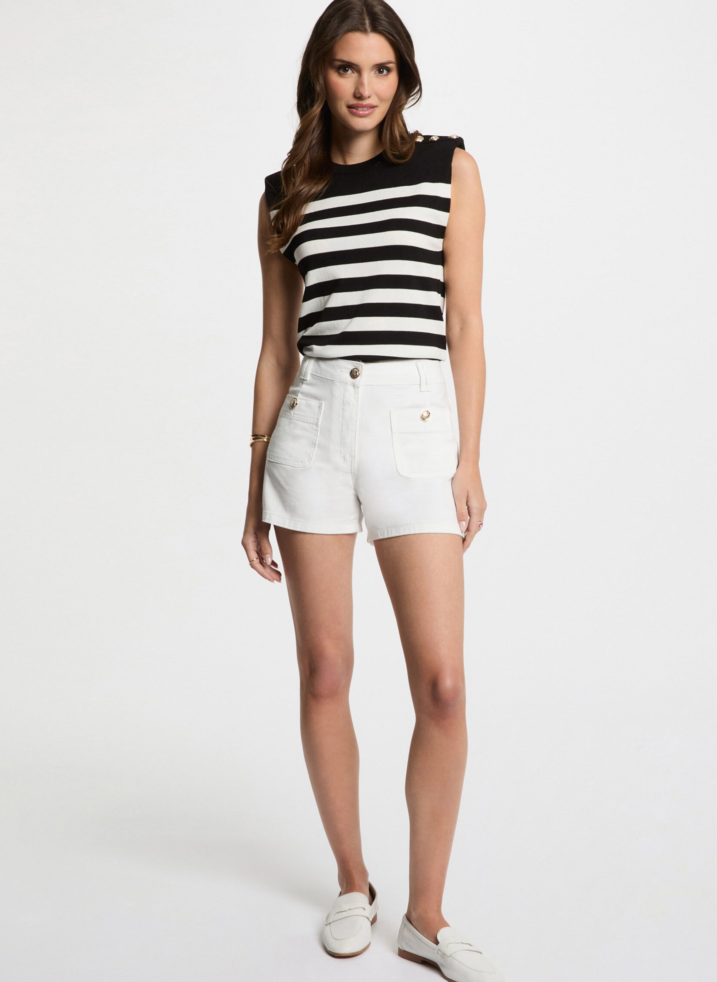 Pull col rond à rayures MORGAN Noir