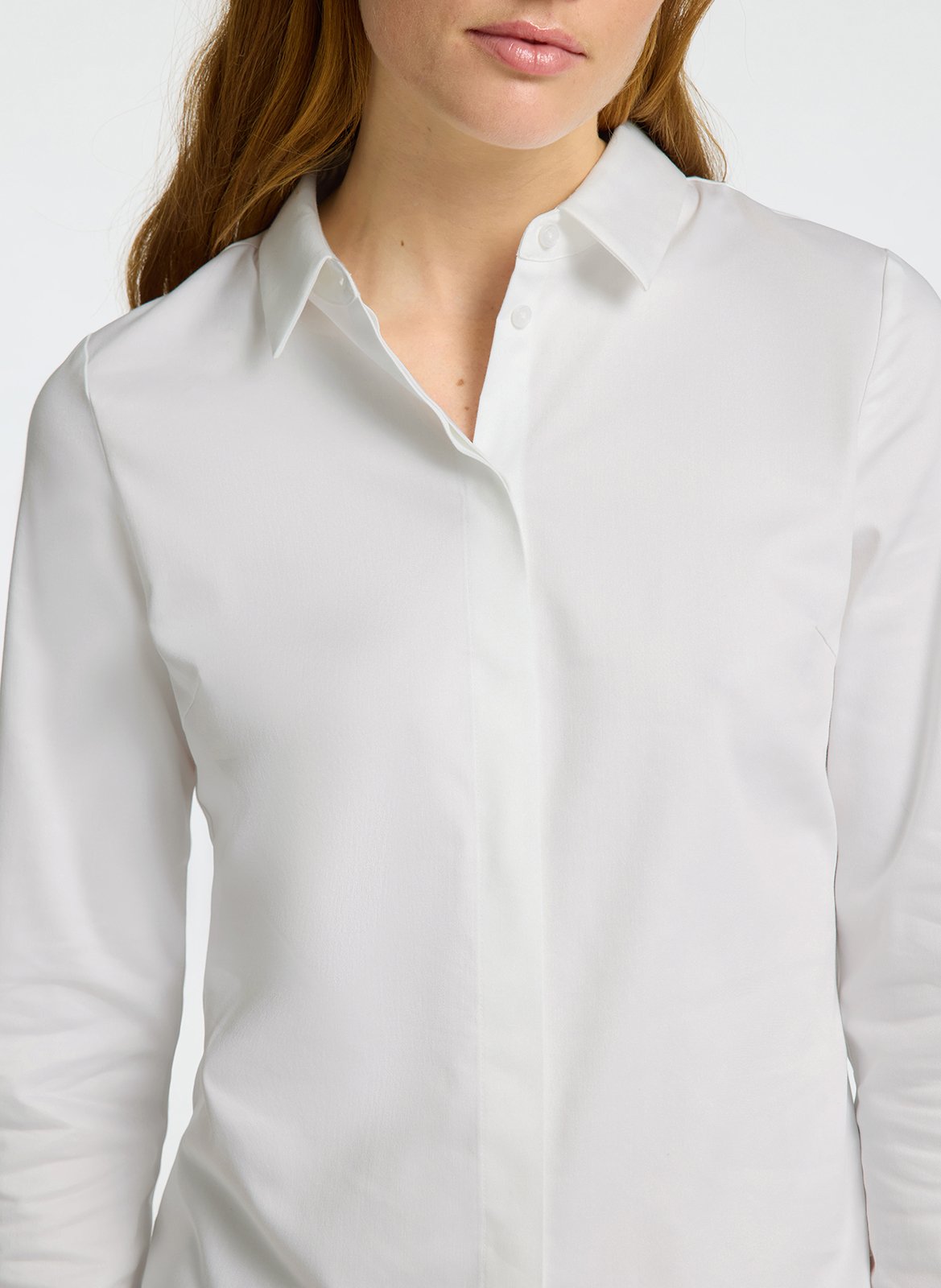 Organic cotton-blend shirt with classic collar SELECTED White