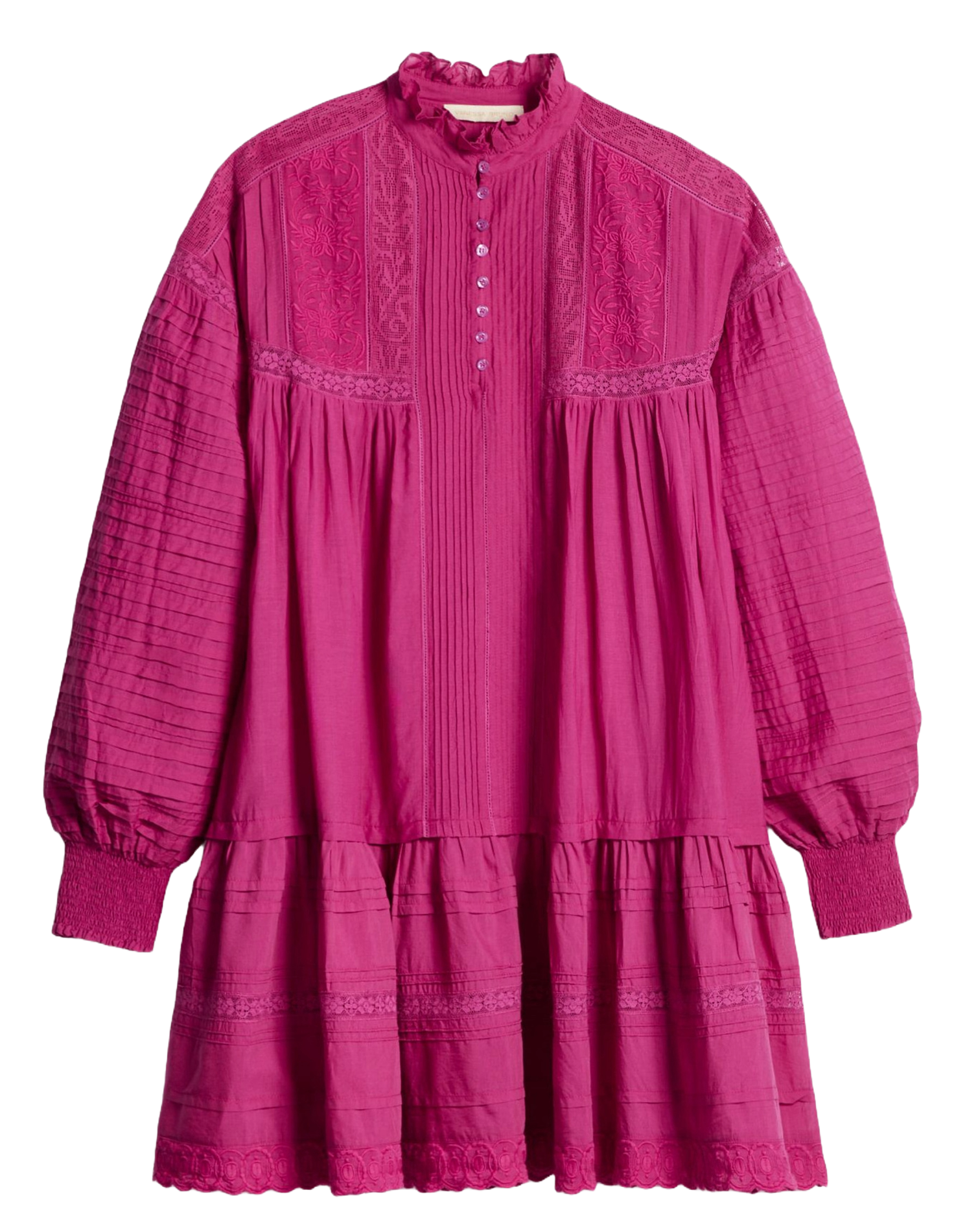 Robe courte trapèze brodée en coton mélangé VANESSA BRUNO Rose