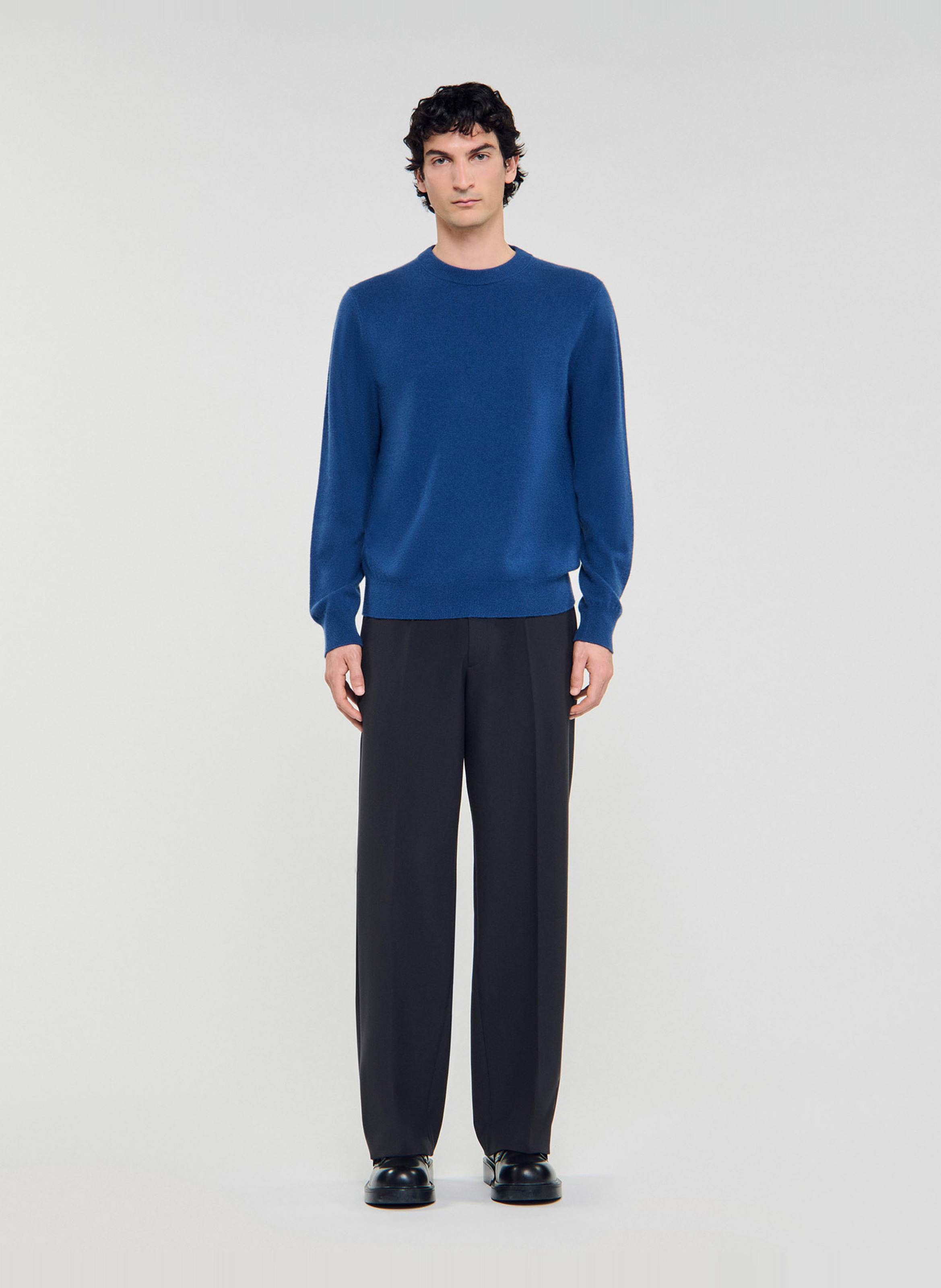 Regular-fit round-neck cashmere sweater SANDRO Blue