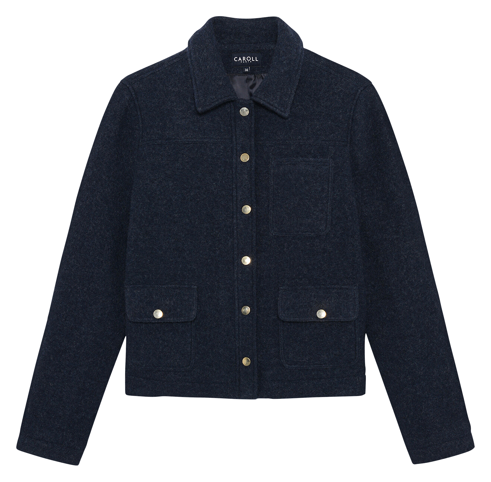 Classic-collar wool jacket  CAROLL Blue
