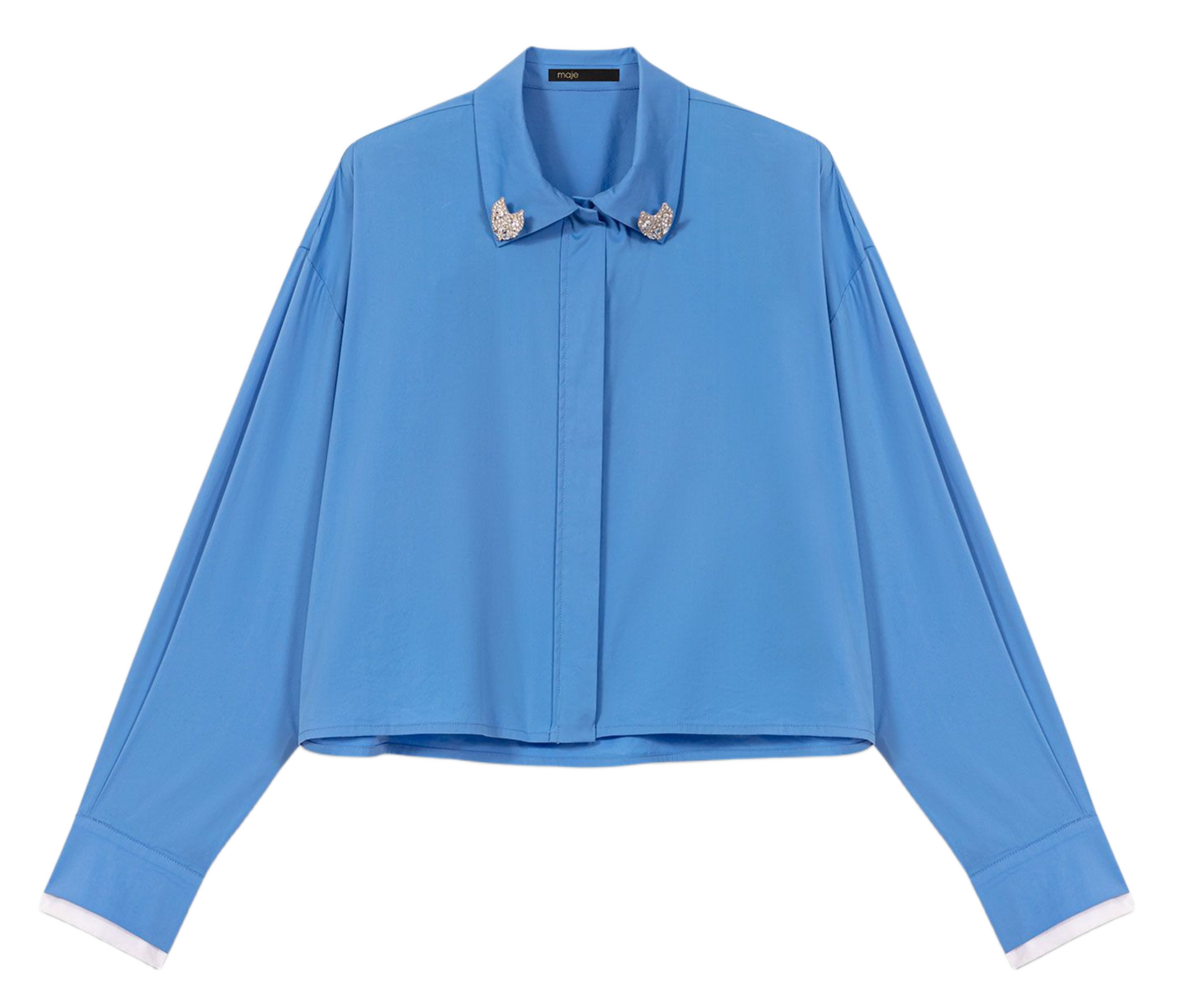 Chemise droite en coton mélangé MAJE Bleu