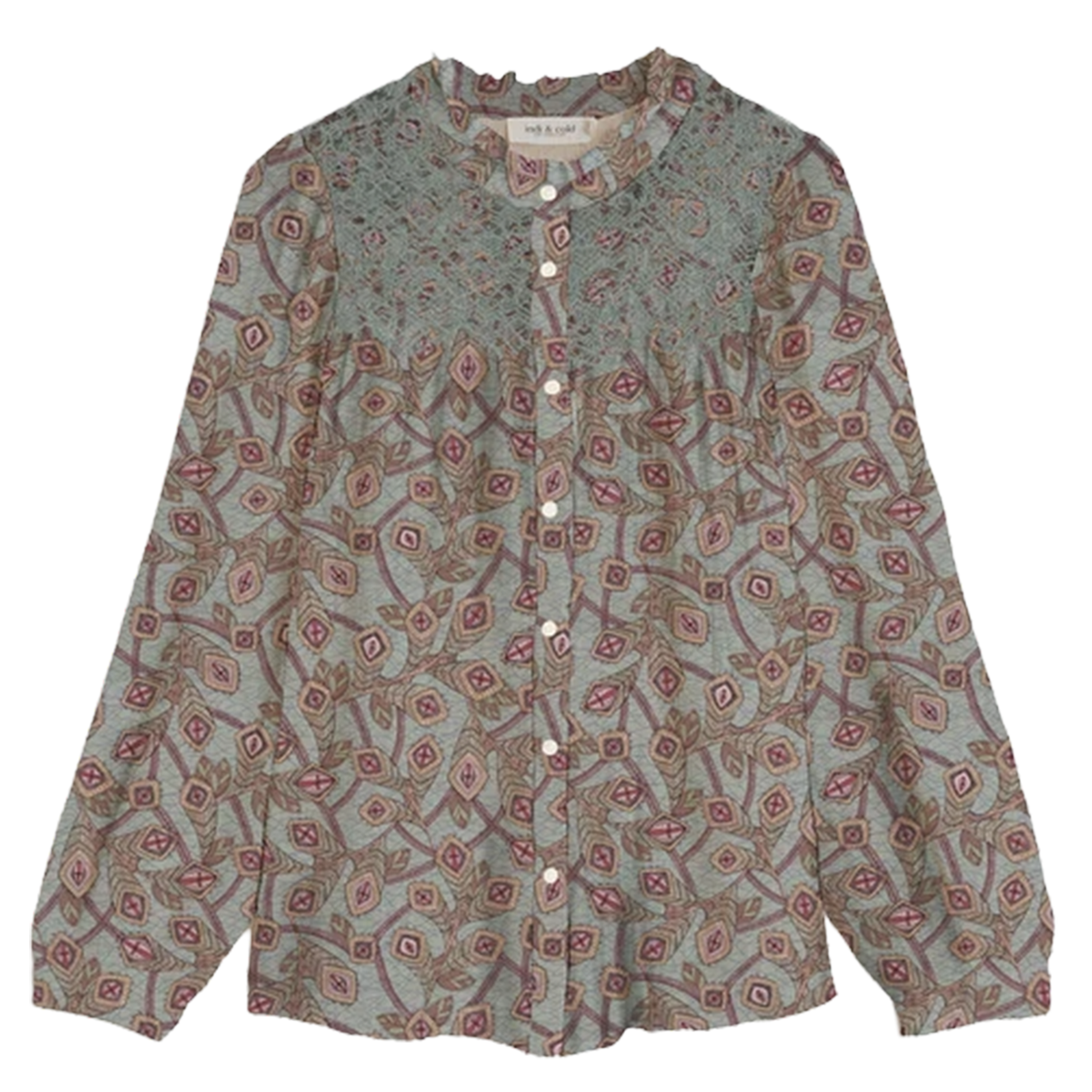 Chemise ample col mao en coton INDI & COLD Bleu